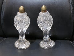 Important Estate 1920s Large Crystal Glass Salt and Pepper Shakers