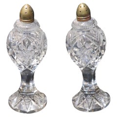 Important Estate 1920s Large Crystal Glass Salt and Pepper Shakers