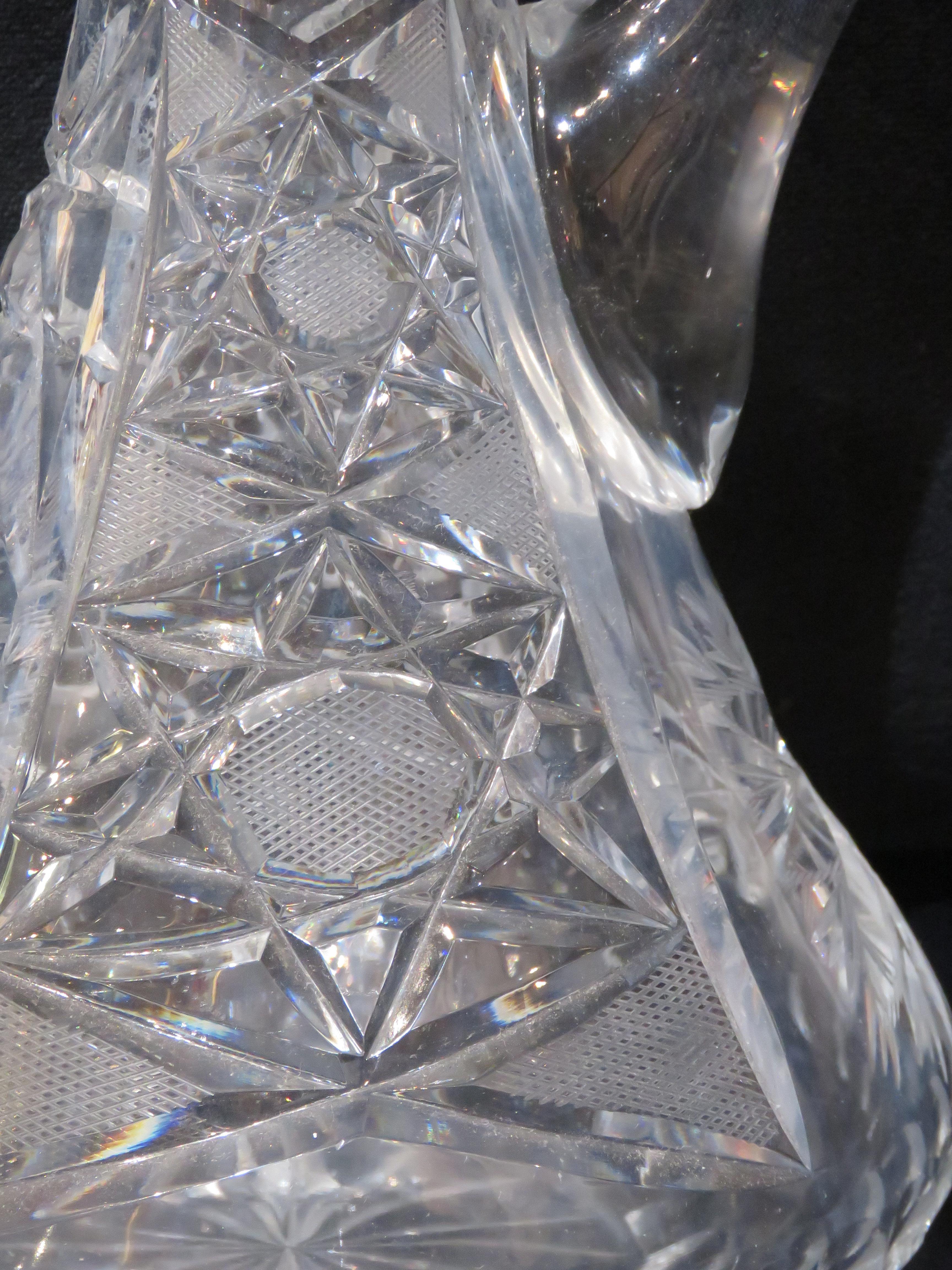 Perse Important Domaine 19TH Century Dorflinger Crystal Etched Glass Decanter Bottle (Carafe à décanter en cristal gravé) en vente