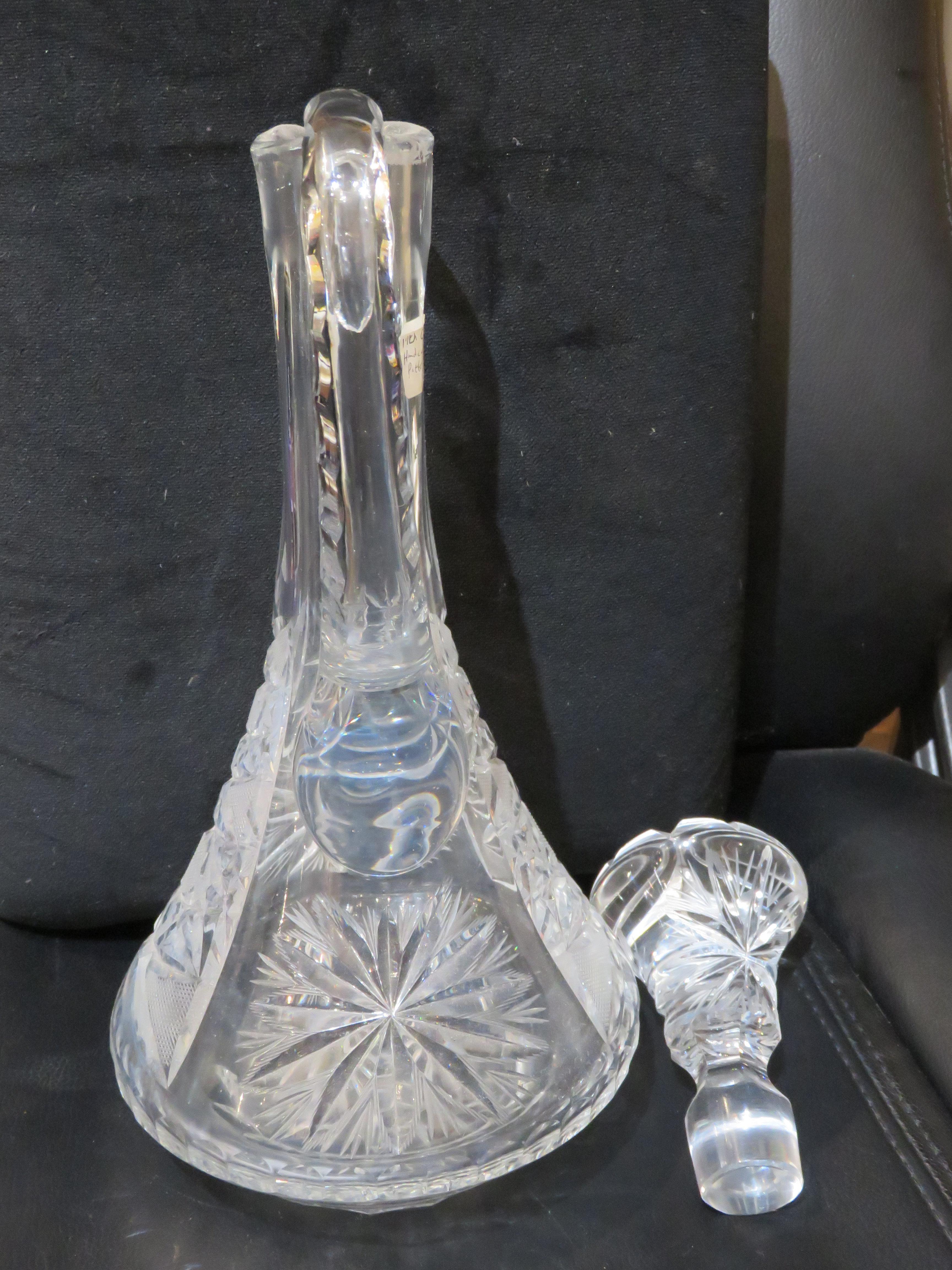 Important Domaine 19TH Century Dorflinger Crystal Etched Glass Decanter Bottle (Carafe à décanter en cristal gravé) Bon état - En vente à New York, NY