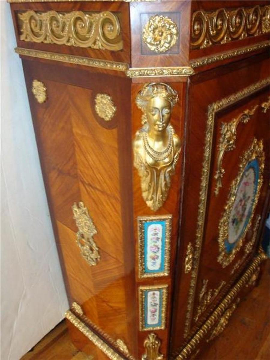 Important Estate 19th Century Large French Napoleon III Bronze Sevres Commode In Good Condition For Sale In New York, NY