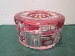 Important Estate 19TH Century Val St Lambert Red Clear Crystal Glass Lidded Bowl