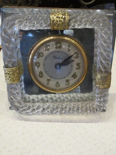 Important Estate Early 1940s Venetian Glass Clock Mirror United Metal Goods Inc.