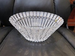 Important Estate Heavy Oval Etched Prism Detailed Crystal Glass Bowl