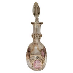 Important Estate Italian Pink and Gold Colored Glass Decanter Bottle