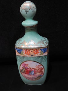 Beautiful 19th Century Painted NeoClassical Porcelain Bottle 1861 Prez Saxe