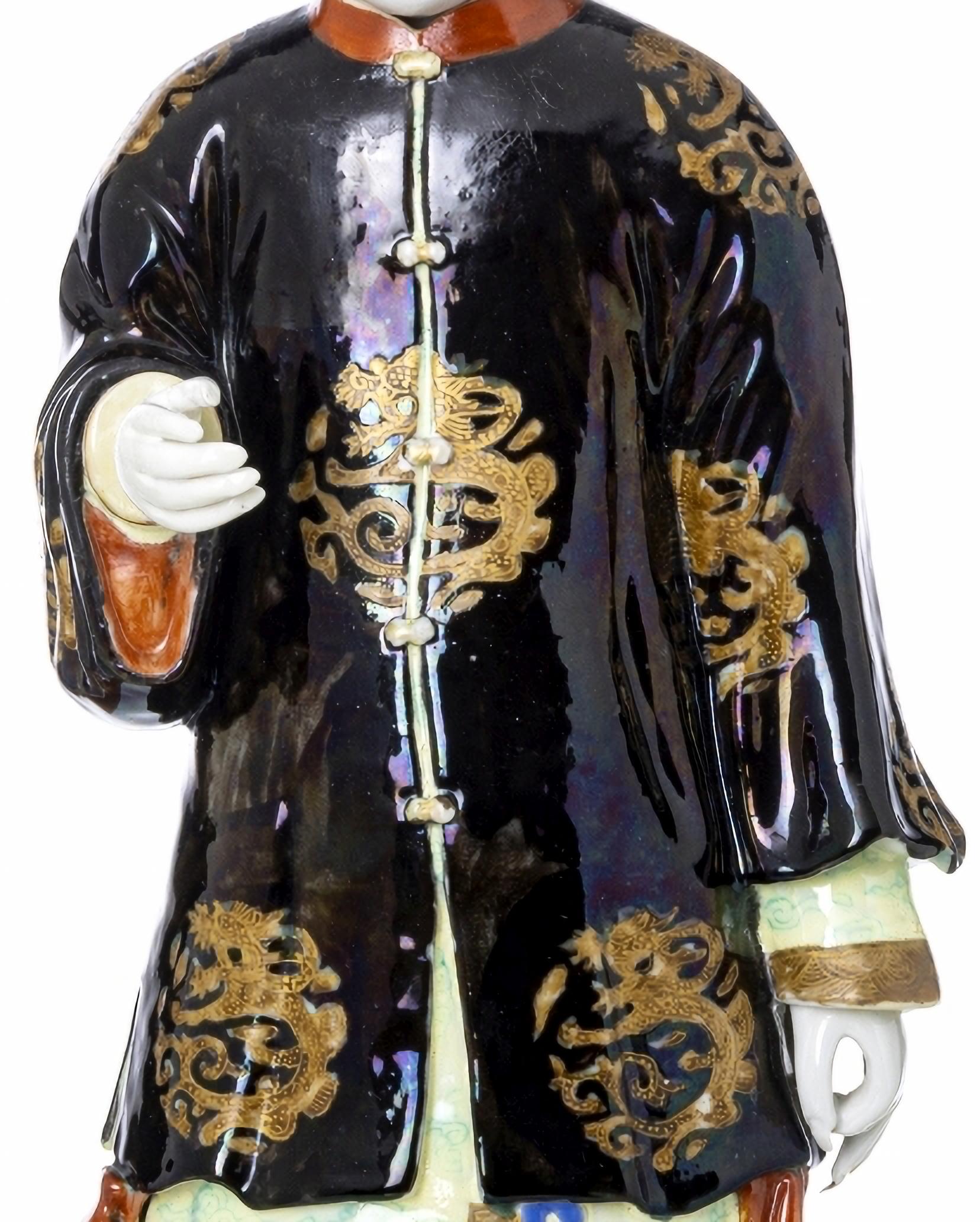 Exportation chinoise IMPORTANTE FIGURE FÉMININE AVEC TÊTE PIVOTANTE Dynastie Qing Période Yongzheng (1723-1735) en vente
