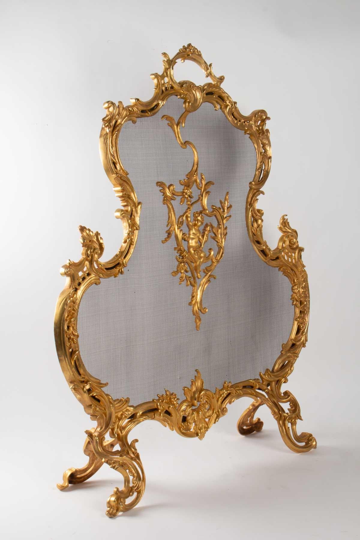 Wichtiger Kaminsims aus goldenem Brozne des 19. Jahrhunderts, Napoleon III. (Bronze) im Angebot