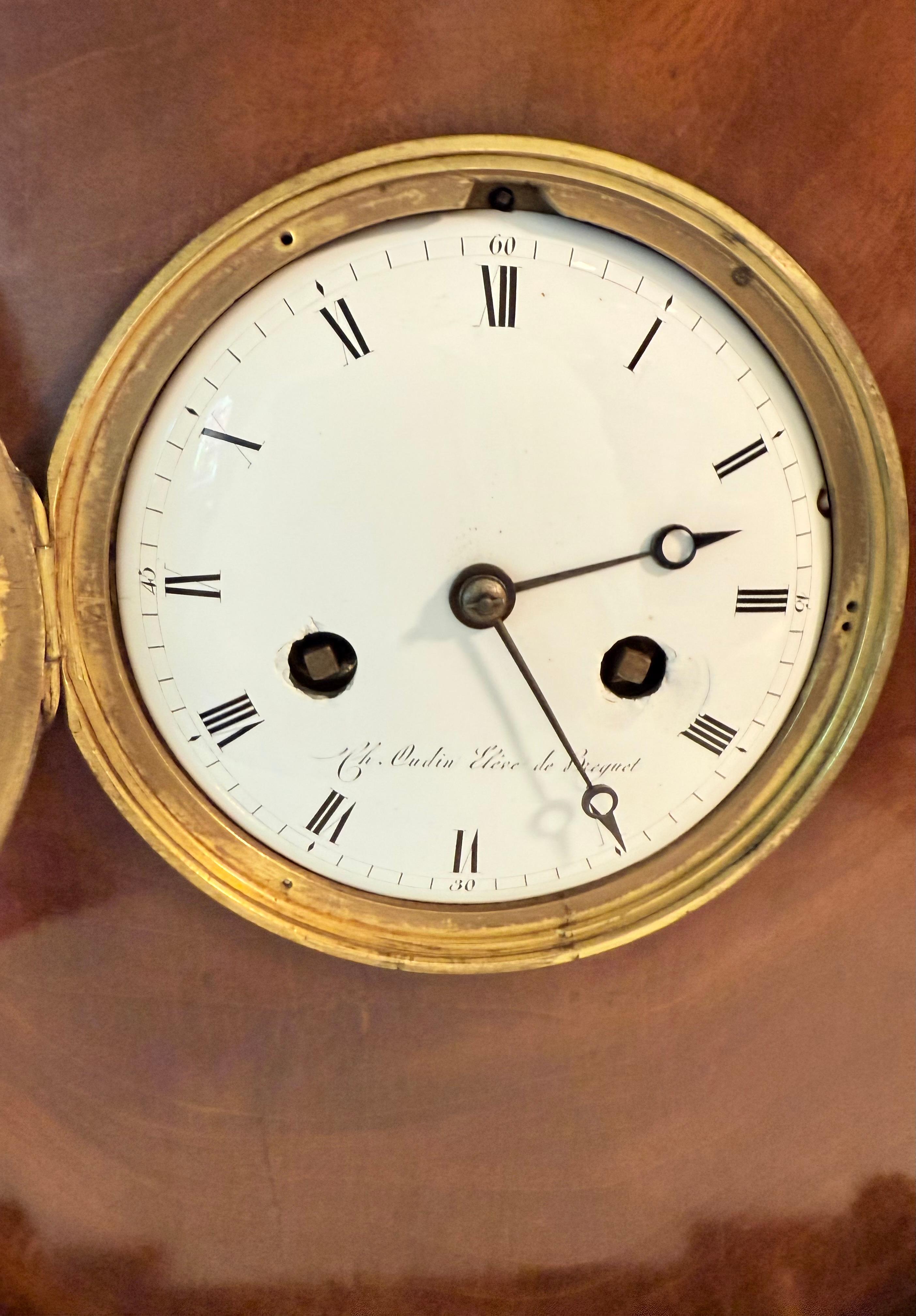 Important First Empire Mahogany Clock  by Charles Oudin in vendita 7