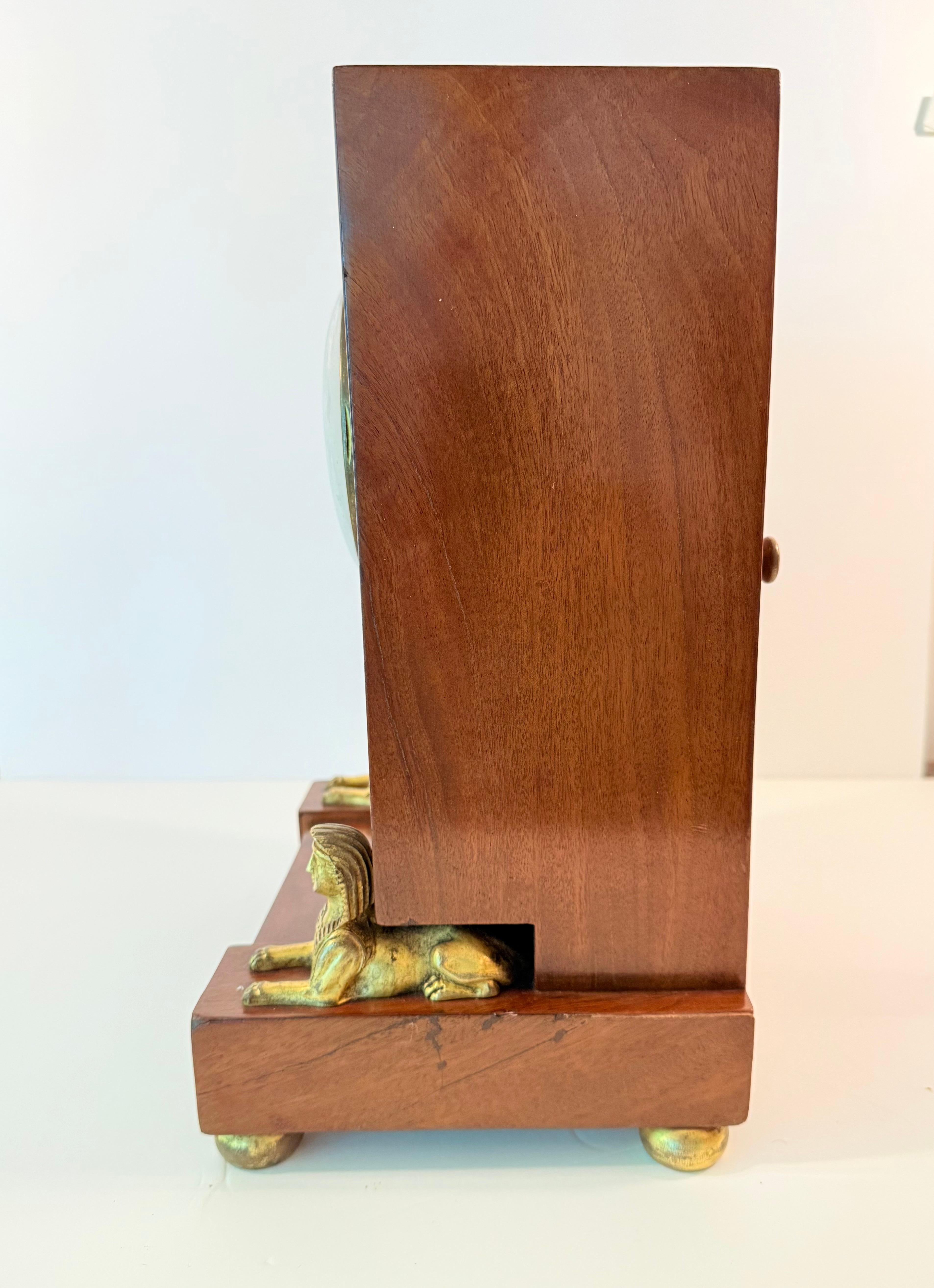 Francese Important First Empire Mahogany Clock  by Charles Oudin in vendita