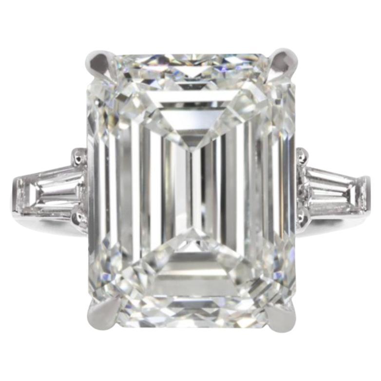 FLAWLESS TYPE 2A GIA 10 11 Carat D Color Emerald Cut Diamond Ring For