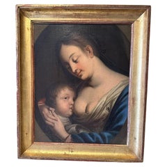 Important Flemish School of the 17th Century "Virgin of the Milk"