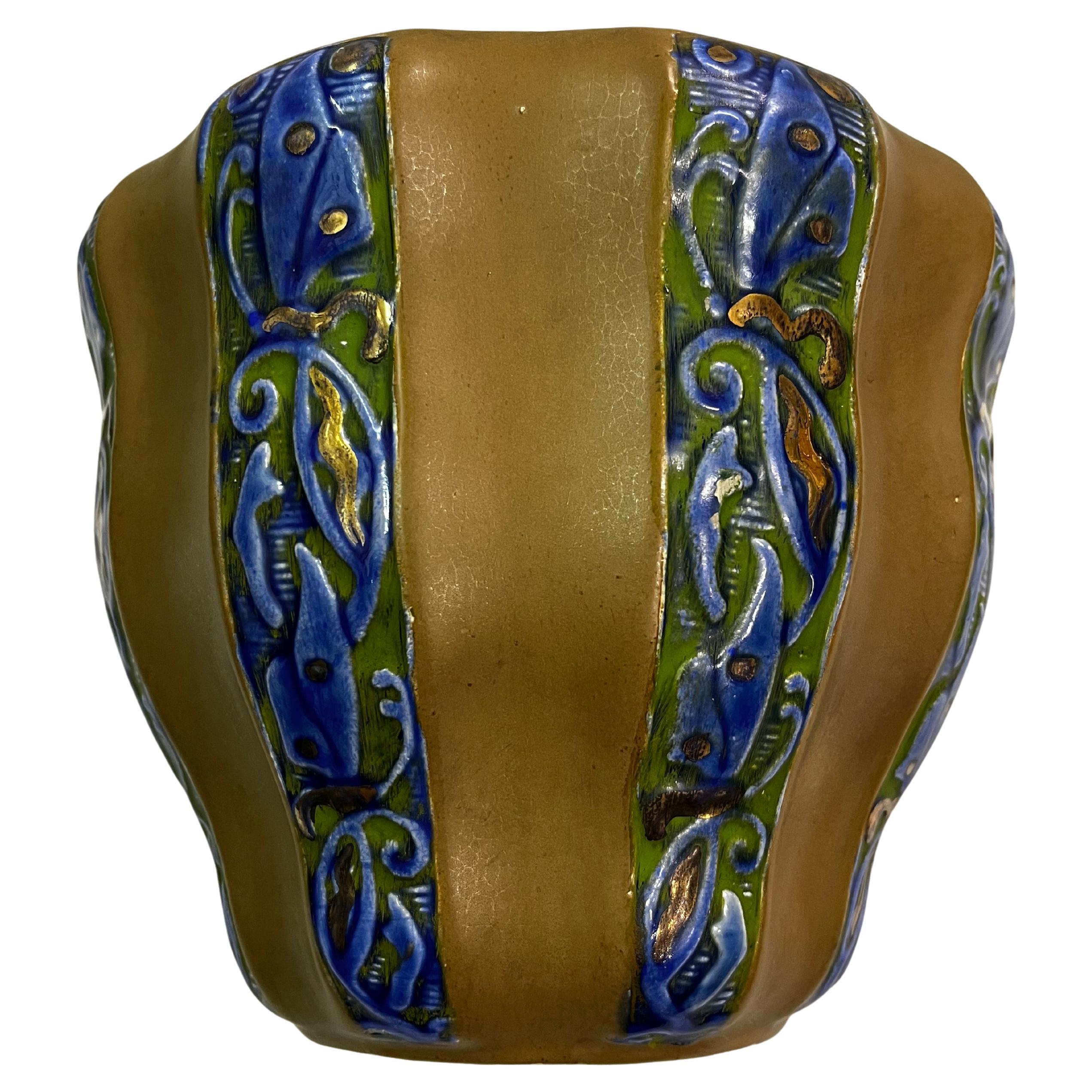 Important flowerpot jardiniere Julius Dressler Art Nouveau 1900 Austro-Hungarian For Sale
