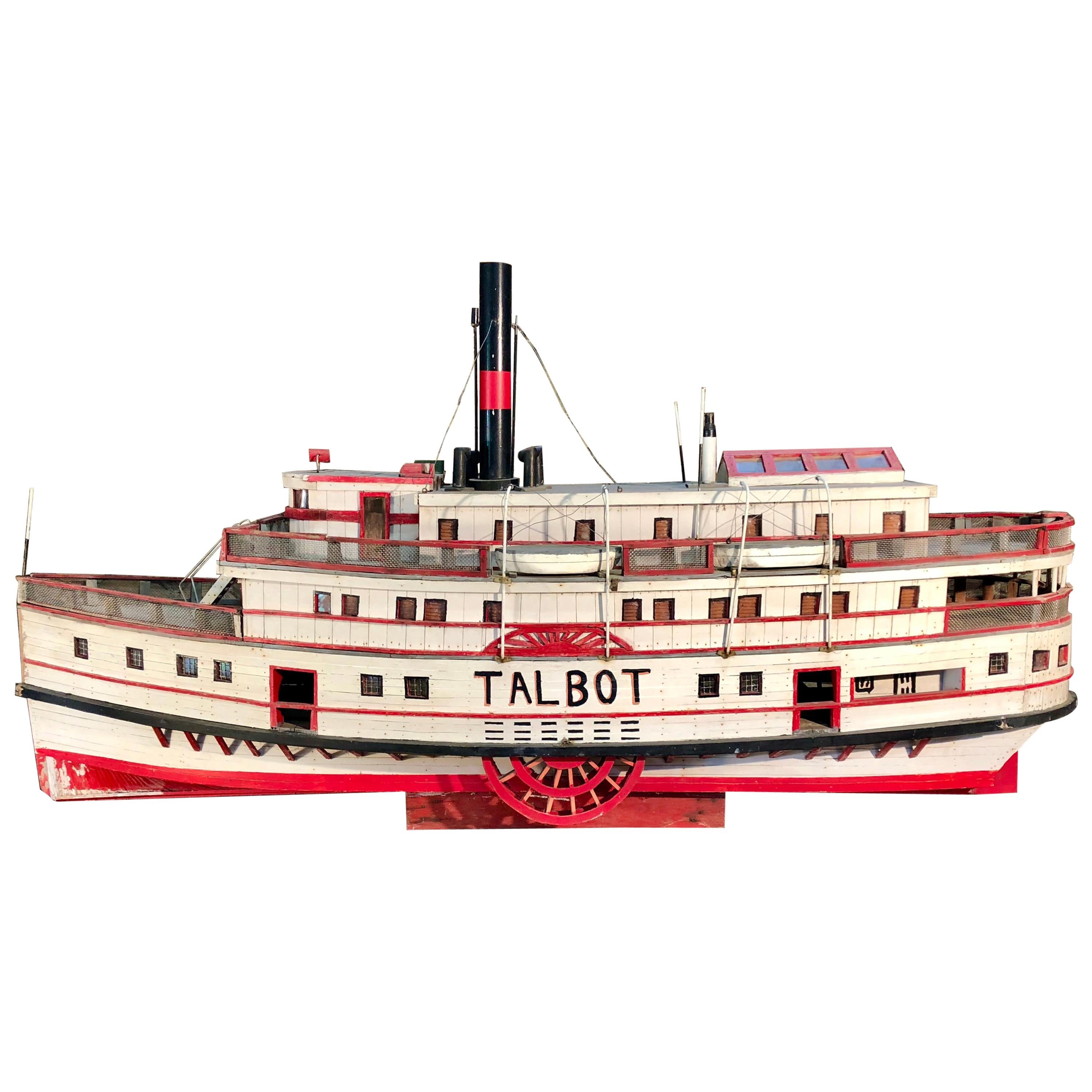 6.5 Feet Long Folk-Art Model of a Riverboat, “Talbot”