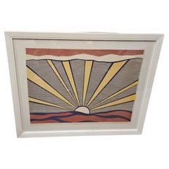 Important Framed Original Signed Roy Lichtenstein (1923-1997) Sun Lithograph