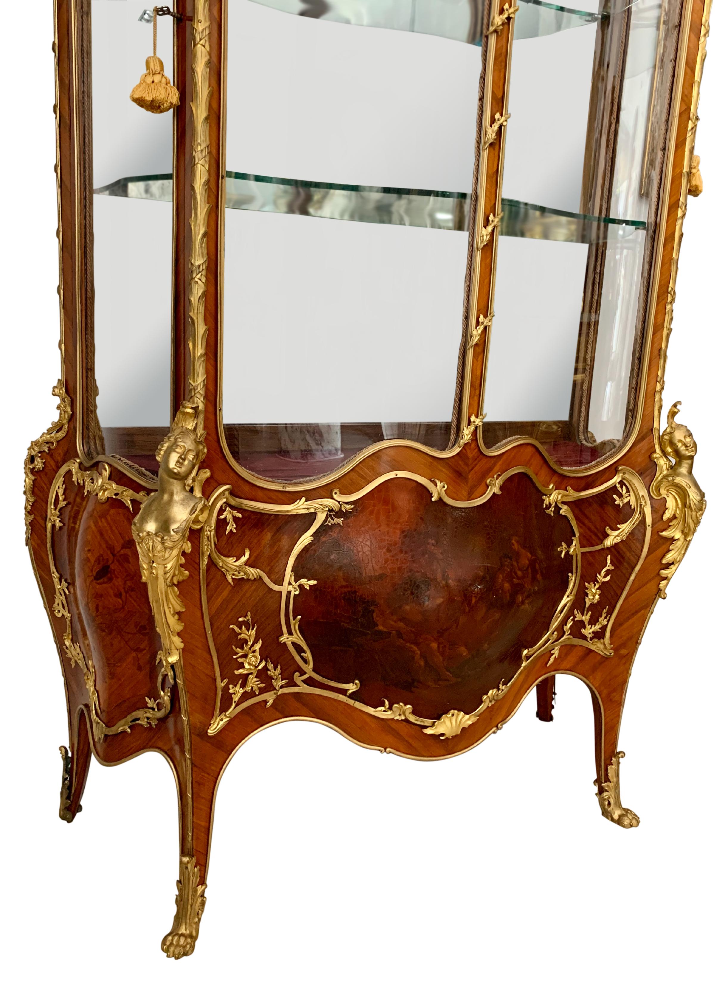 A Very Fine French 19th CenturyOrmolu-Mounted Louis XV Style Double-Door Vitrine For Sale 7