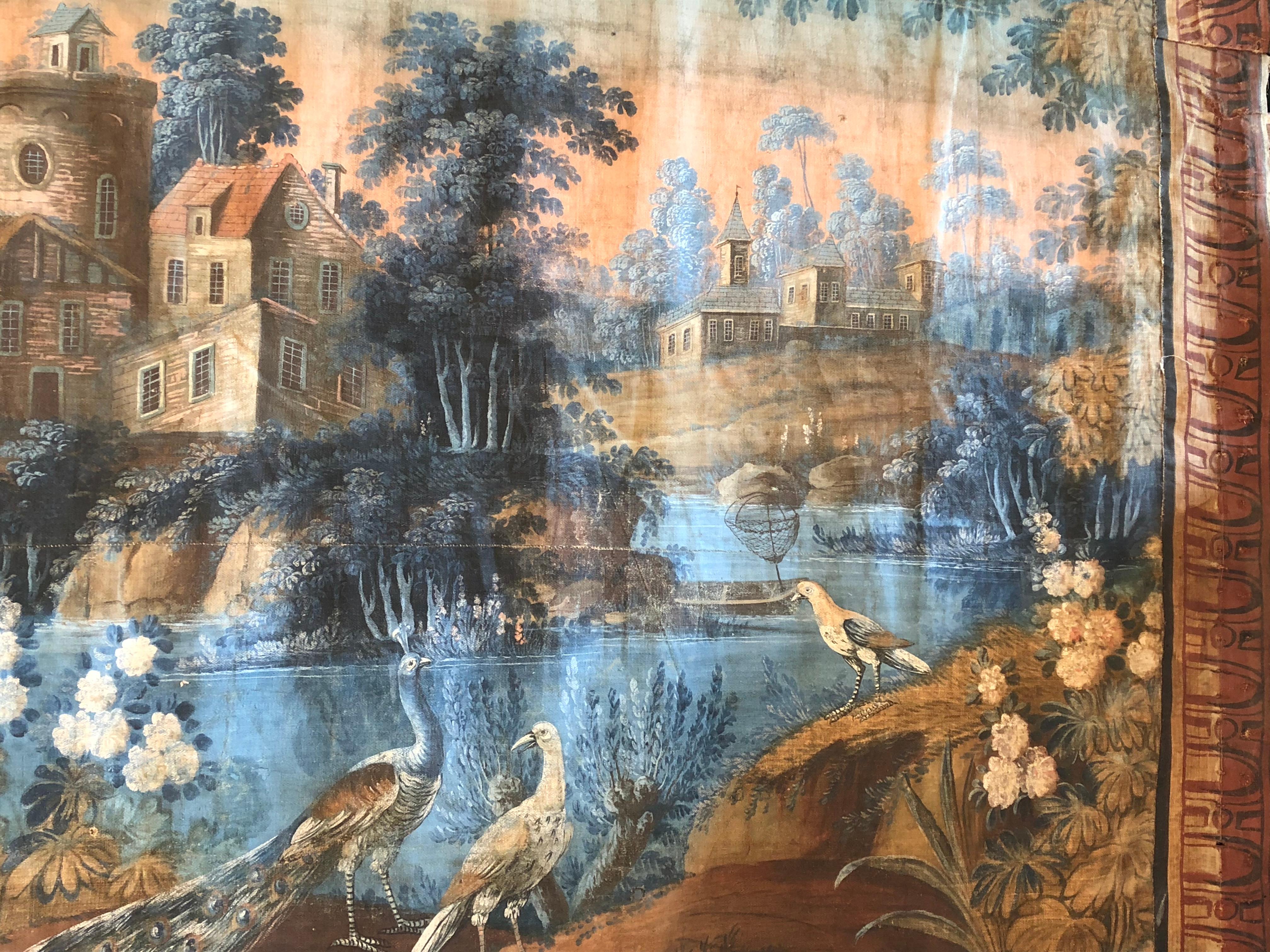 Louis XV Important French 18th Century Toile Peinte Tapestry