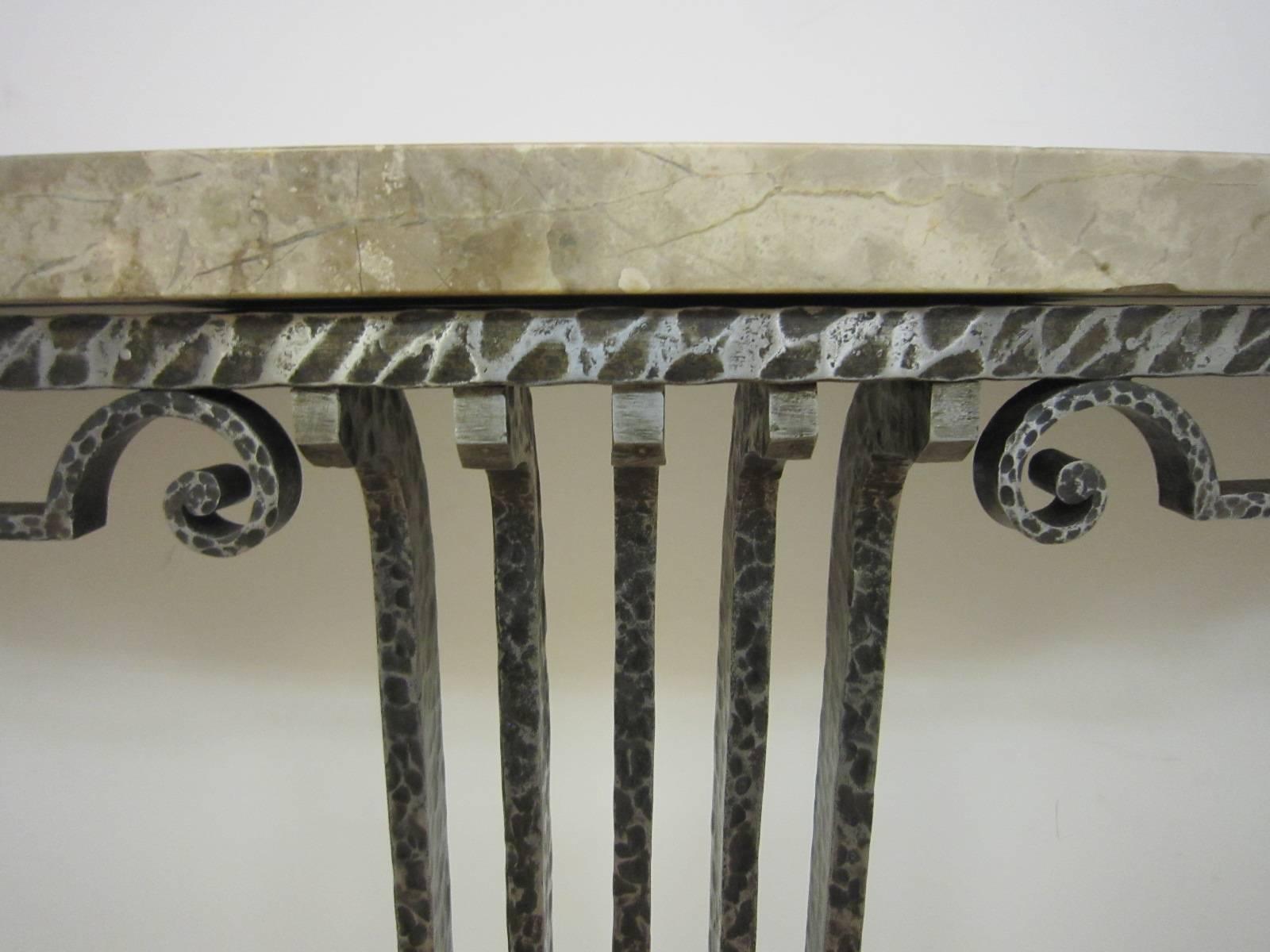 Important French Art Deco Hand Hammered Iron Console Attributed to Raymond Subes In Good Condition In New York City, NY