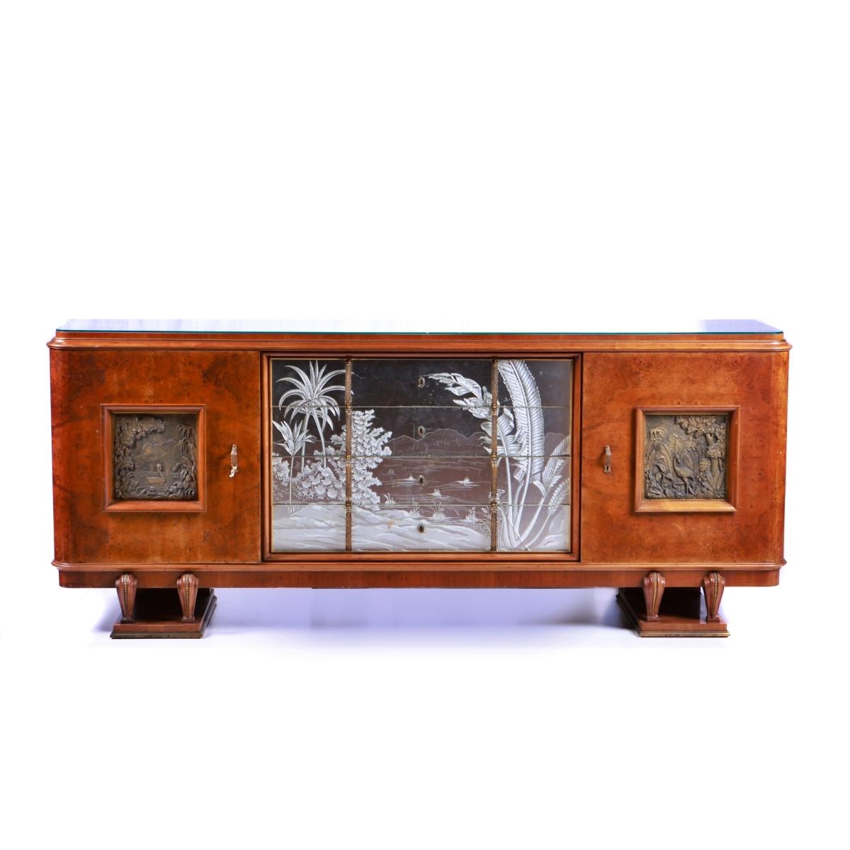 Wood Important French Art Deco Sideboard, Mid 20th Century For Sale