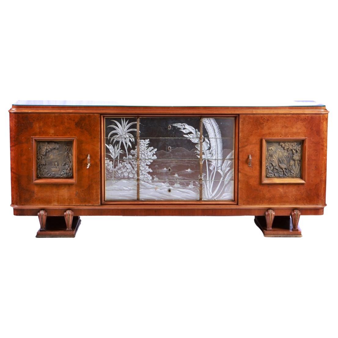 Important French Art Deco Sideboard, Mid 20th Century For Sale