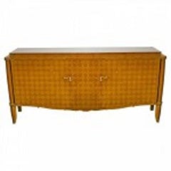 Important French Bronze Walnut Parquetry & Mother of Pearl Credenza, Jules Leleu