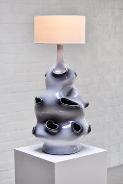 Important French Ceramic Glazed Sculptural Table Lamp, 1970s