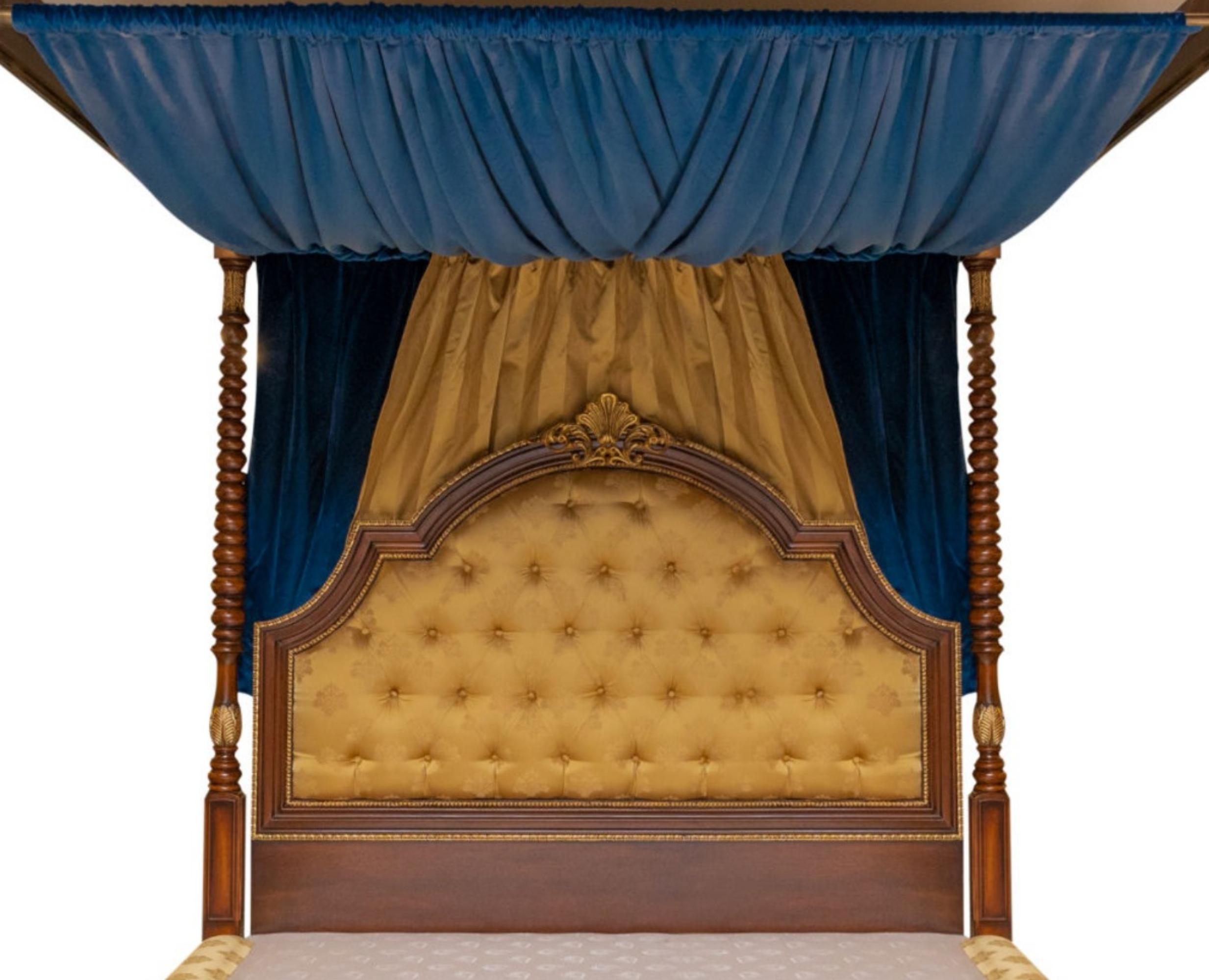 Hand-Crafted Important French Double Bed with Canopy, early 20th Century Style Empire