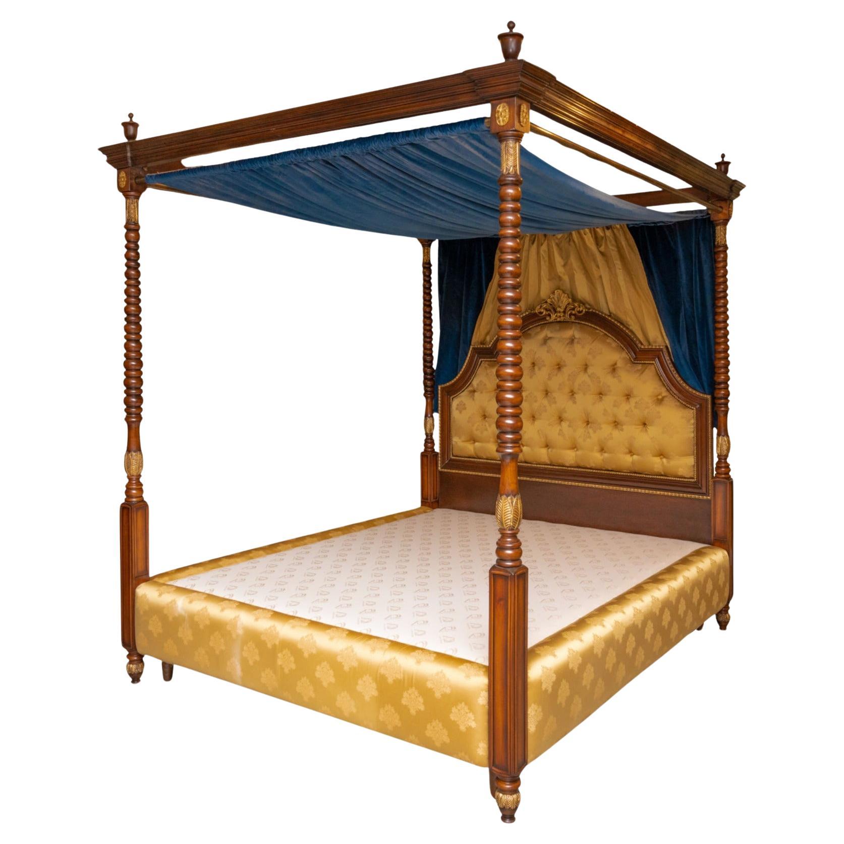 Important French Double Bed with Canopy, early 20th Century Style Empire
