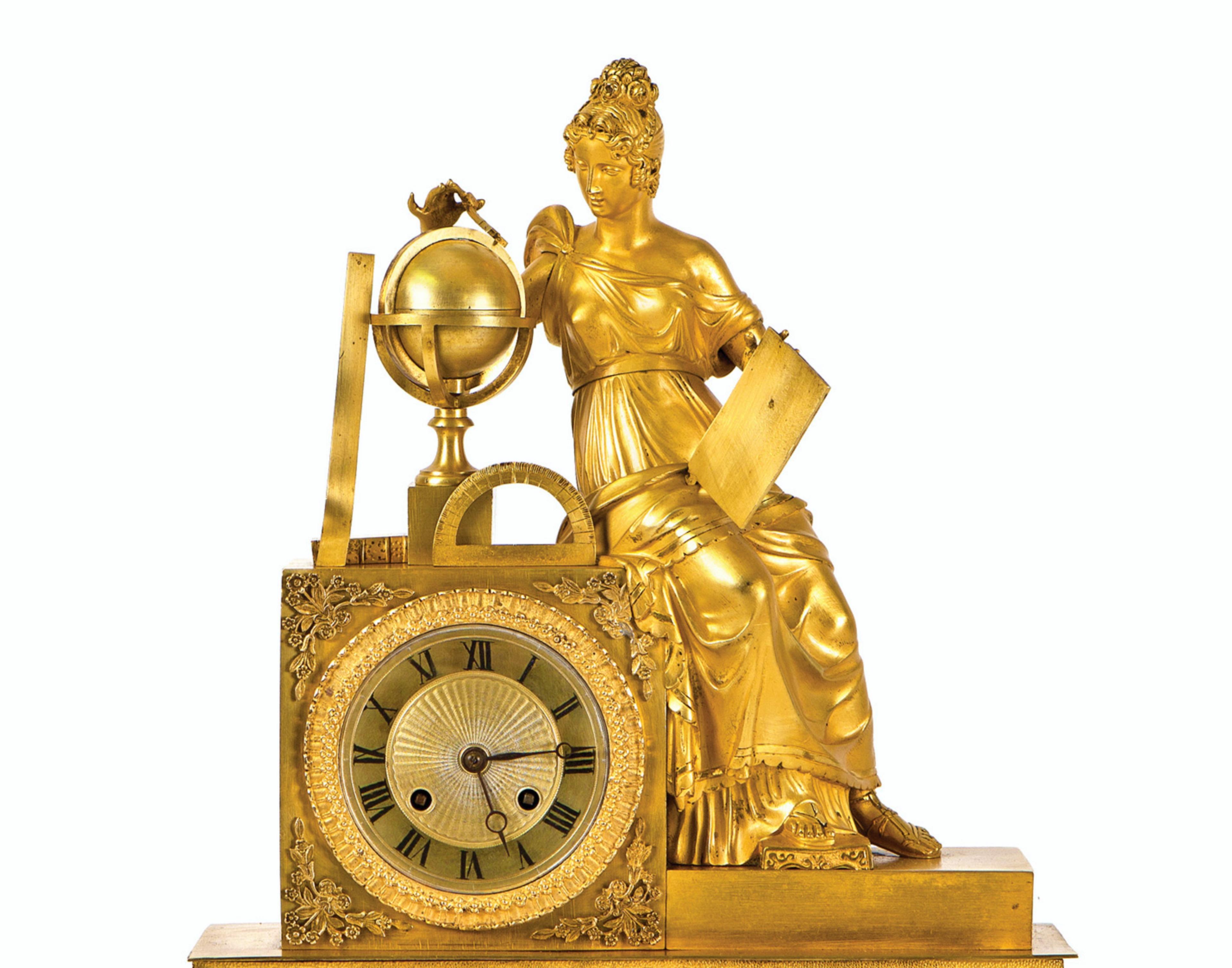 Hand-Crafted Important French Empire Table Clock, 19th Century For Sale