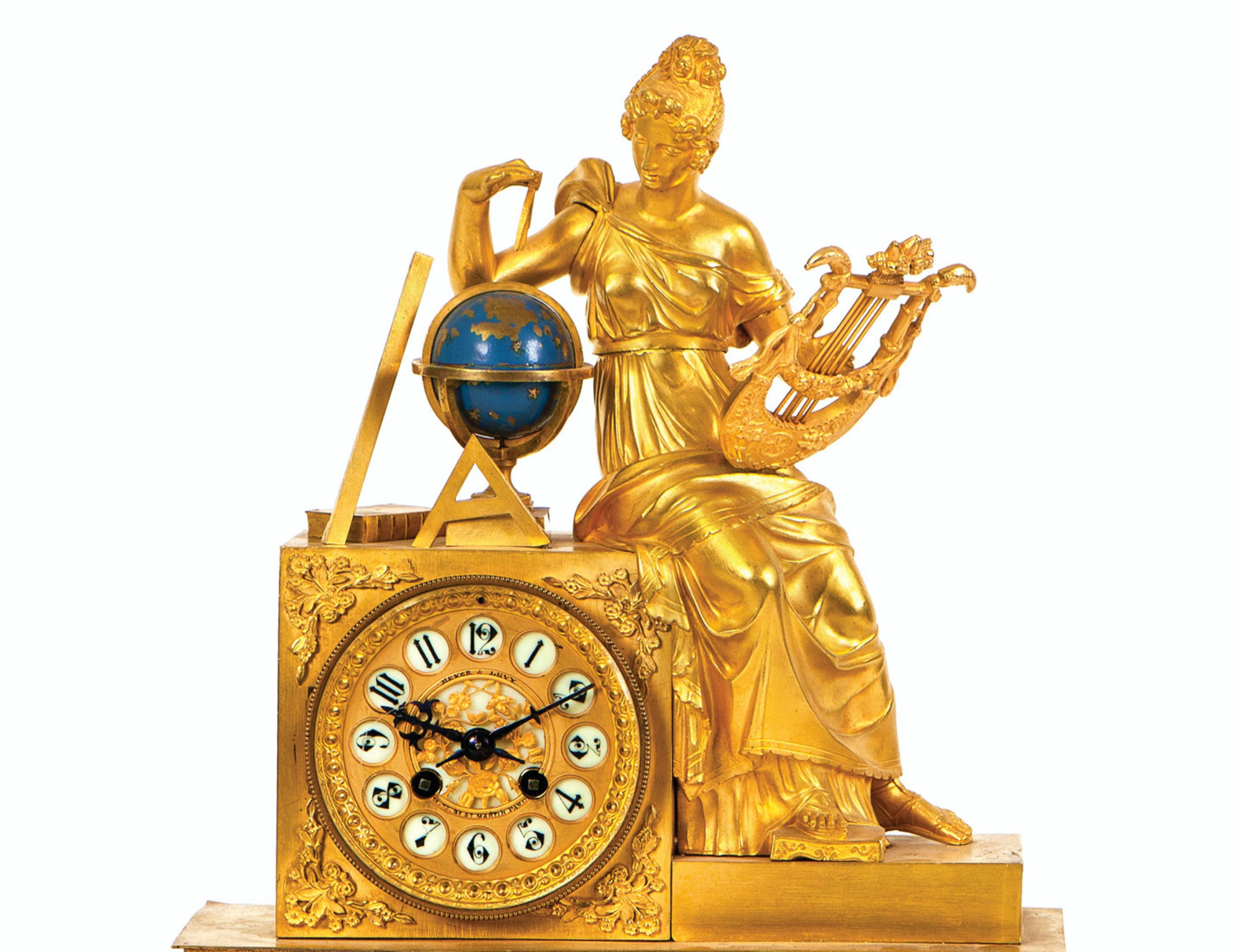 Important French Empire Table Clock 