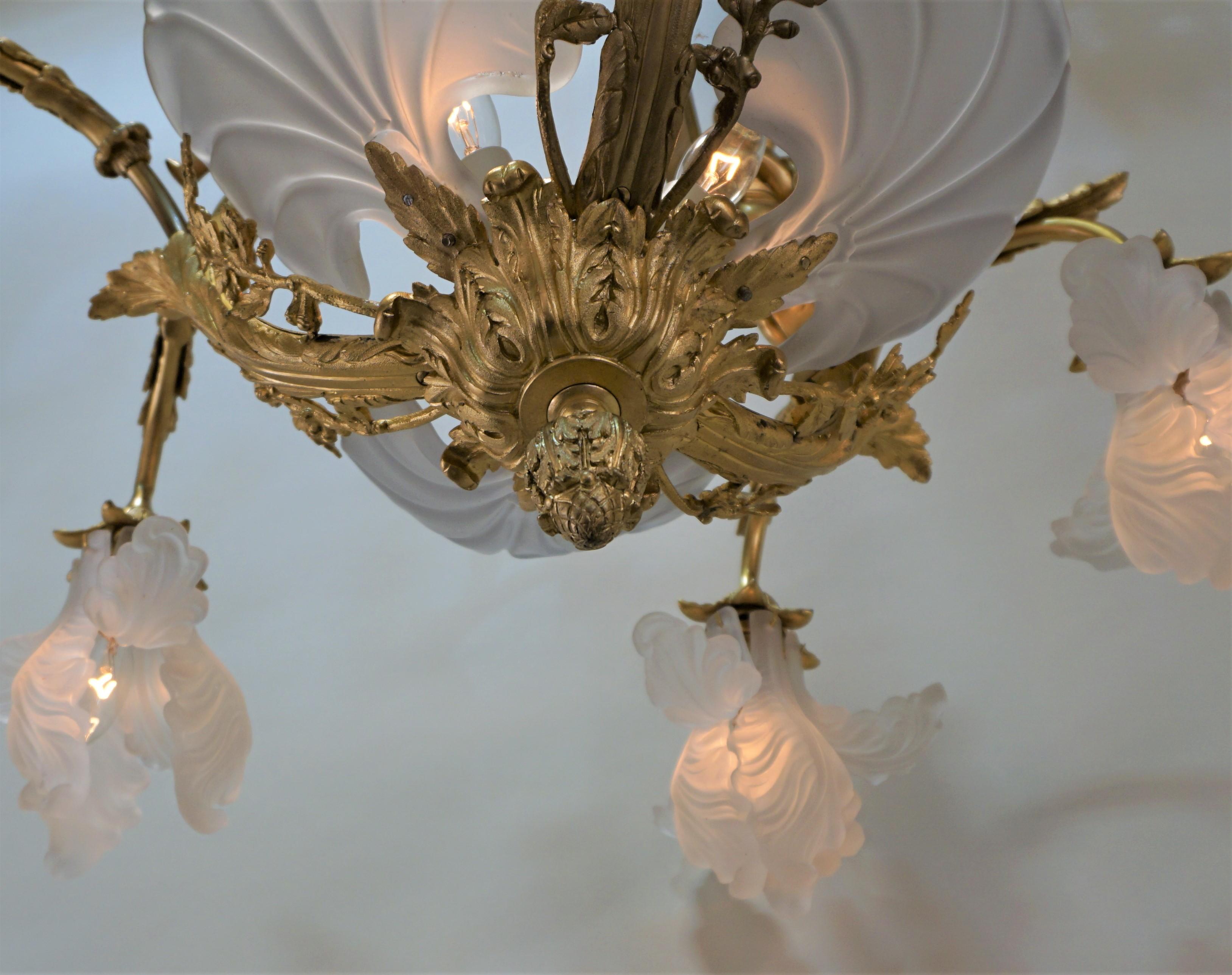 Important French Gilt Bronze Chandelier, Early 20th Century by E. Mottheau 7