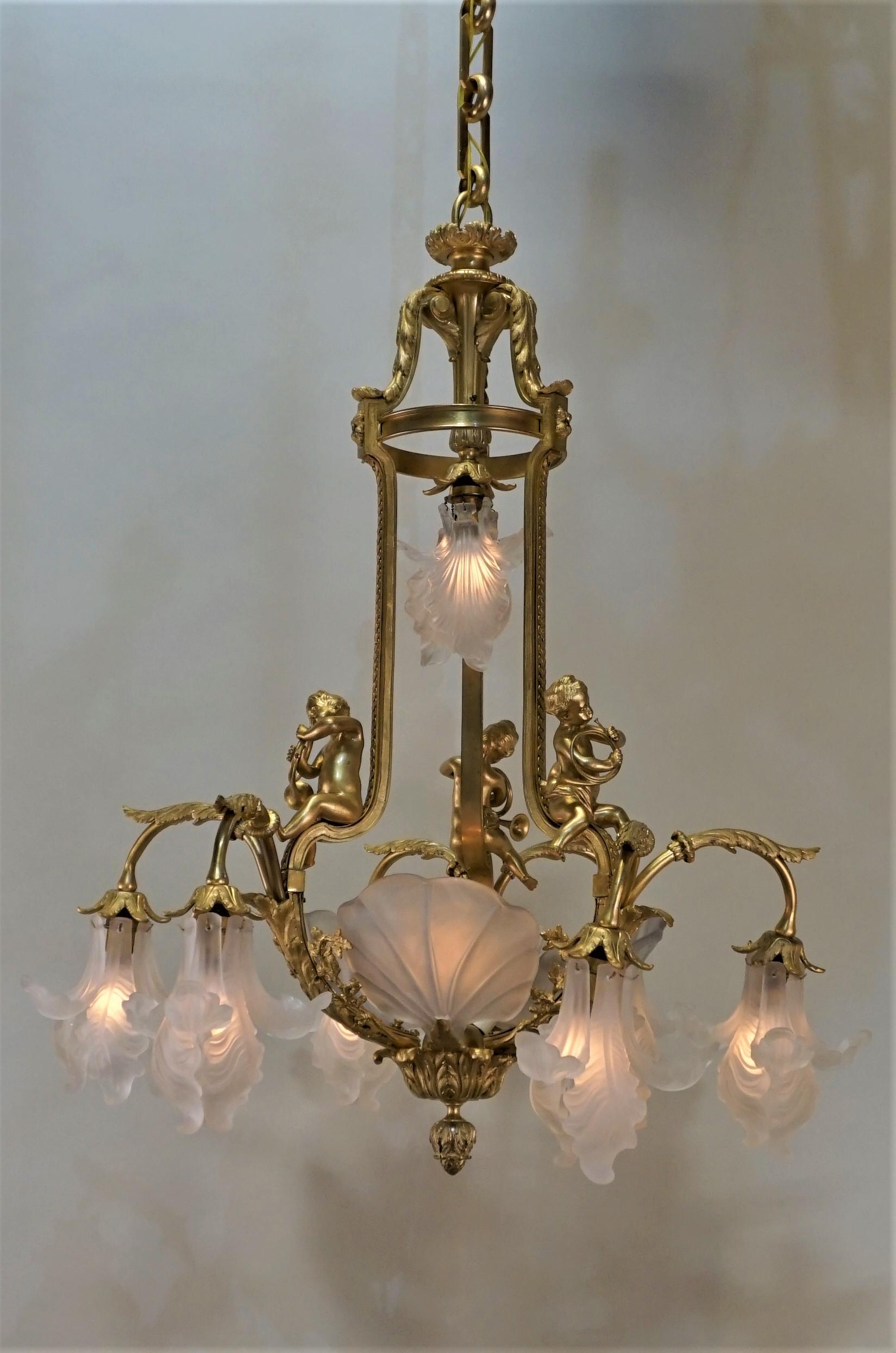 Important French Gilt Bronze Chandelier, Early 20th Century by E. Mottheau 2