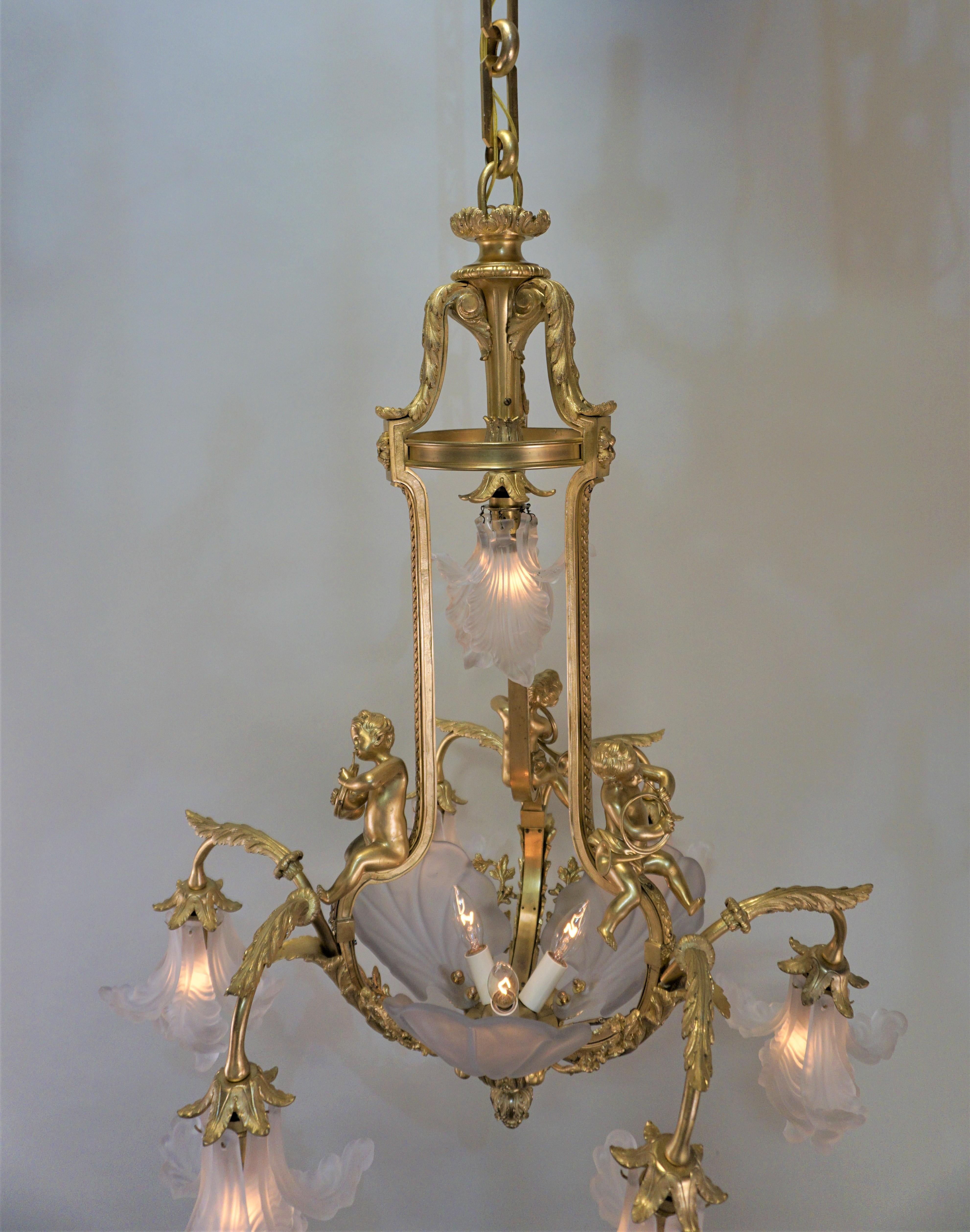Important French Gilt Bronze Chandelier, Early 20th Century by E. Mottheau 3
