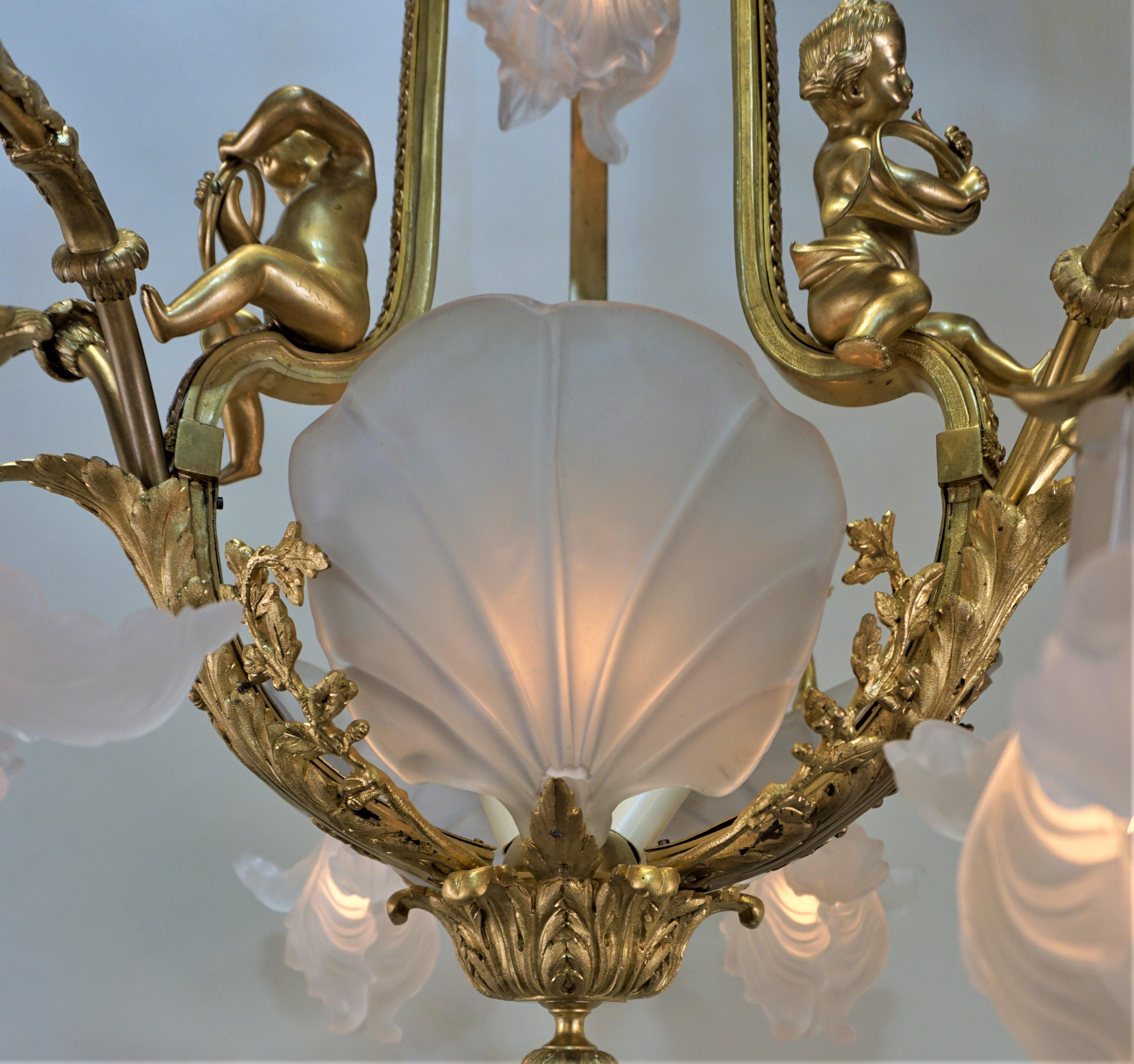 Important French Gilt Bronze Chandelier, Early 20th Century by E. Mottheau 5