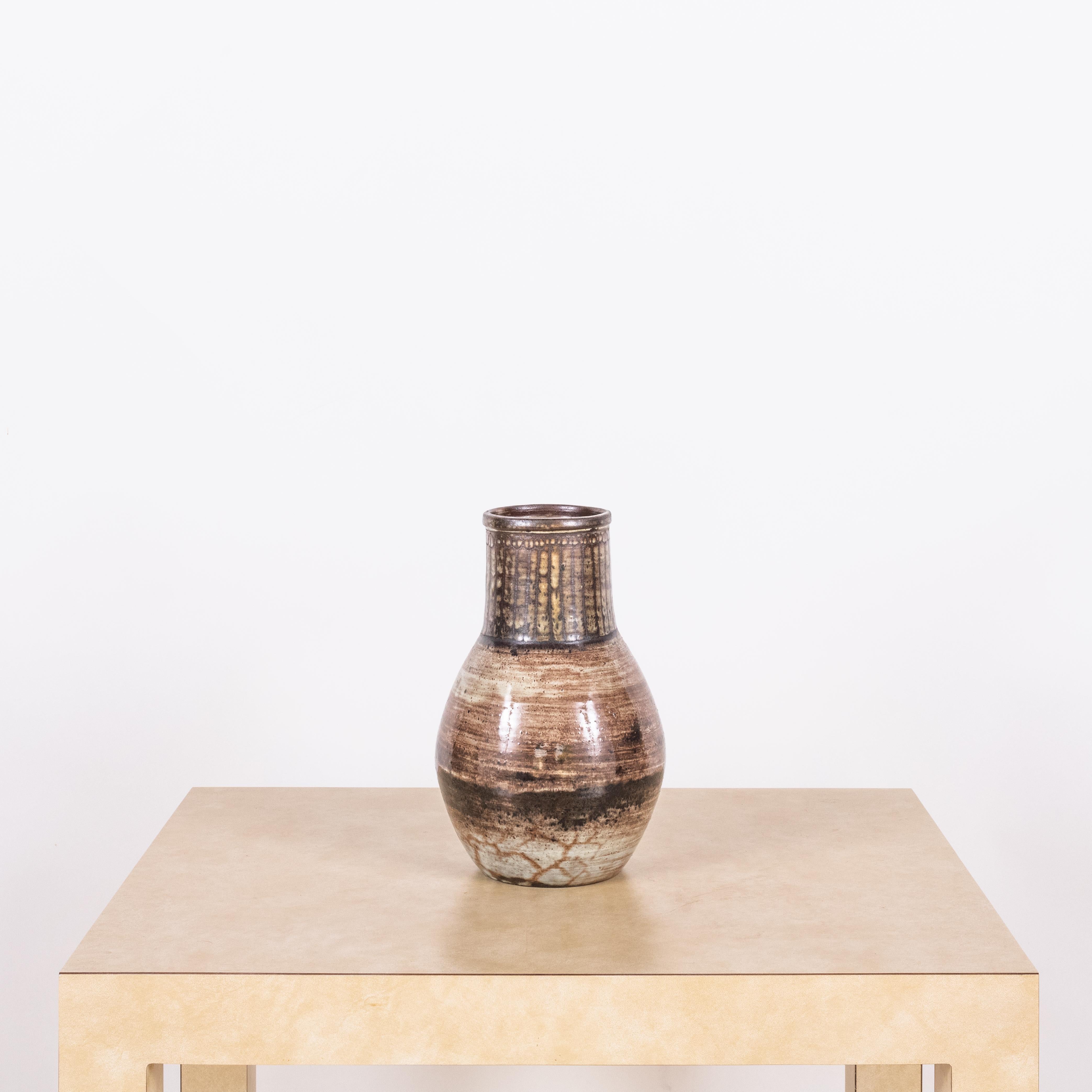 Französische glasierte Keramikvase von Jacques Pouchain – Atelier Dieulefit (Moderne) im Angebot