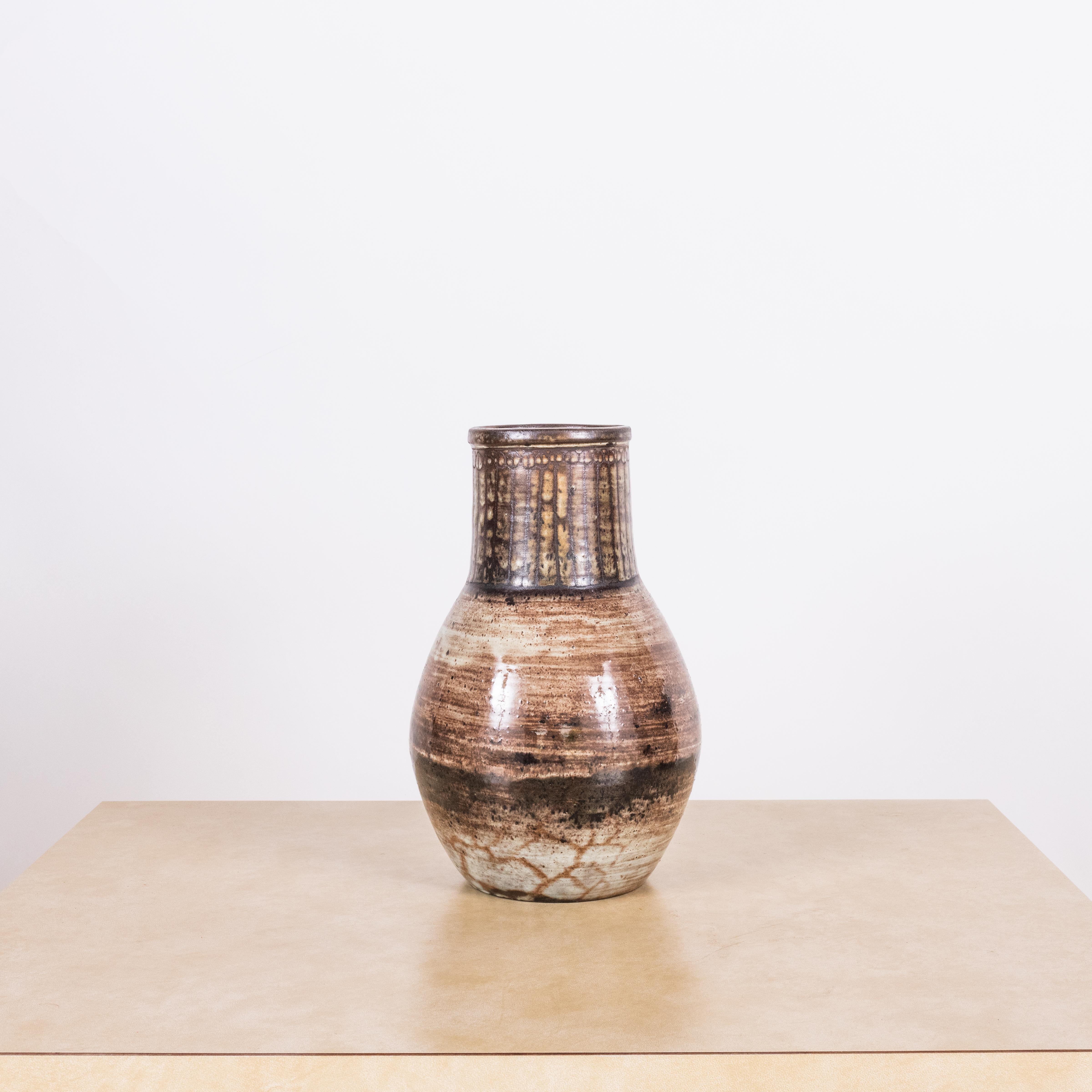 Important French Glazed Ceramic Vase by Jacques Pouchain - Atelier Dieulefit In Excellent Condition For Sale In Los Angeles, CA