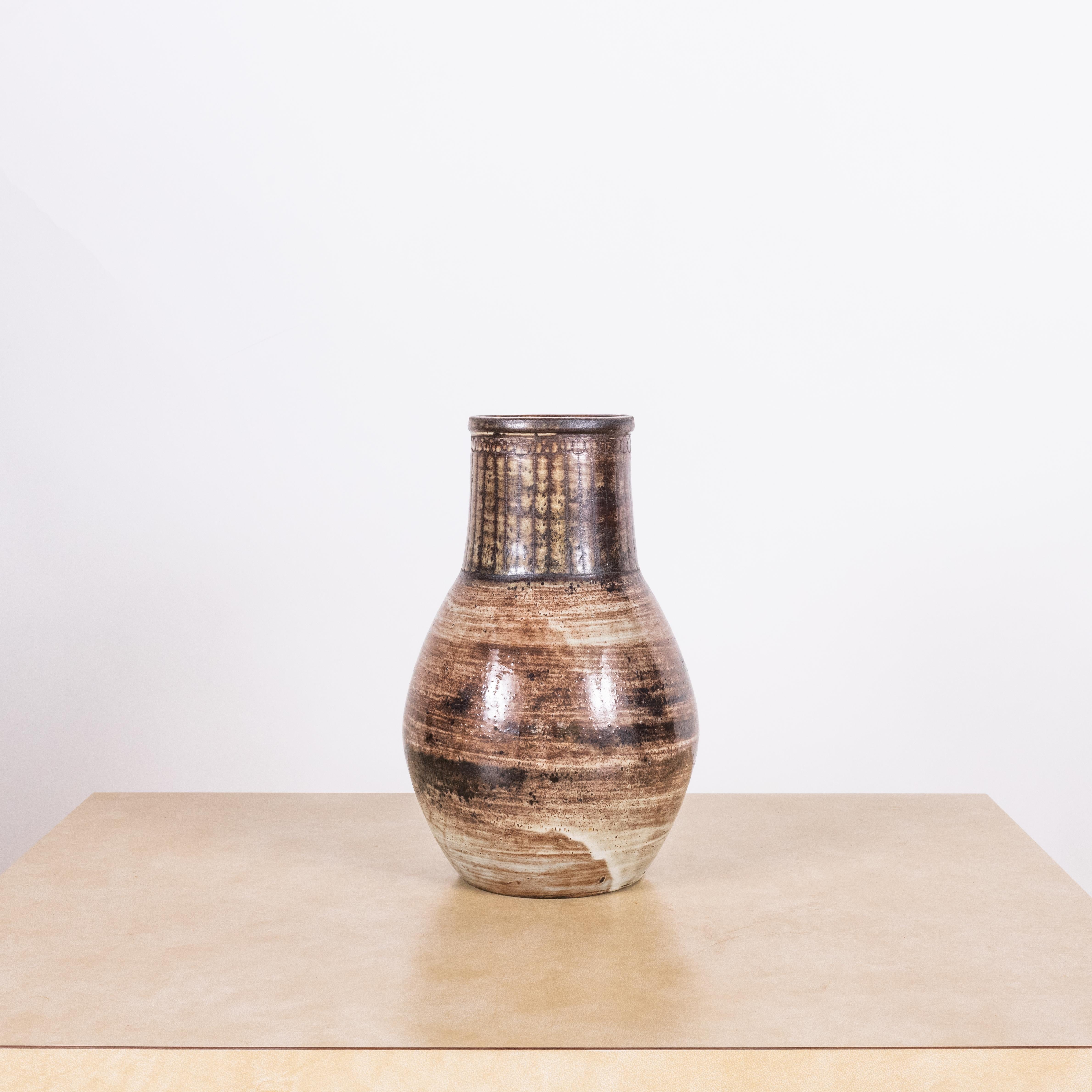 Mid-20th Century Important French Glazed Ceramic Vase by Jacques Pouchain - Atelier Dieulefit For Sale