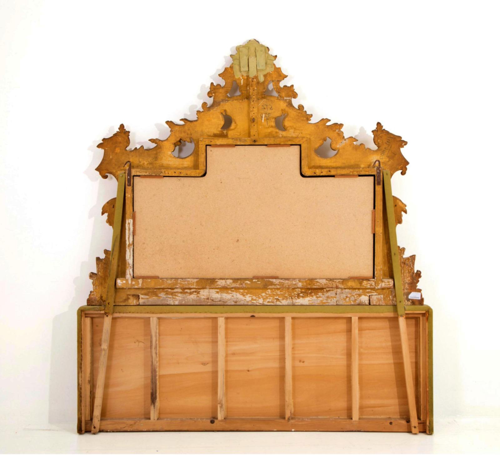 European Important French Headboard in Carved and Gilded Wood 19th Century