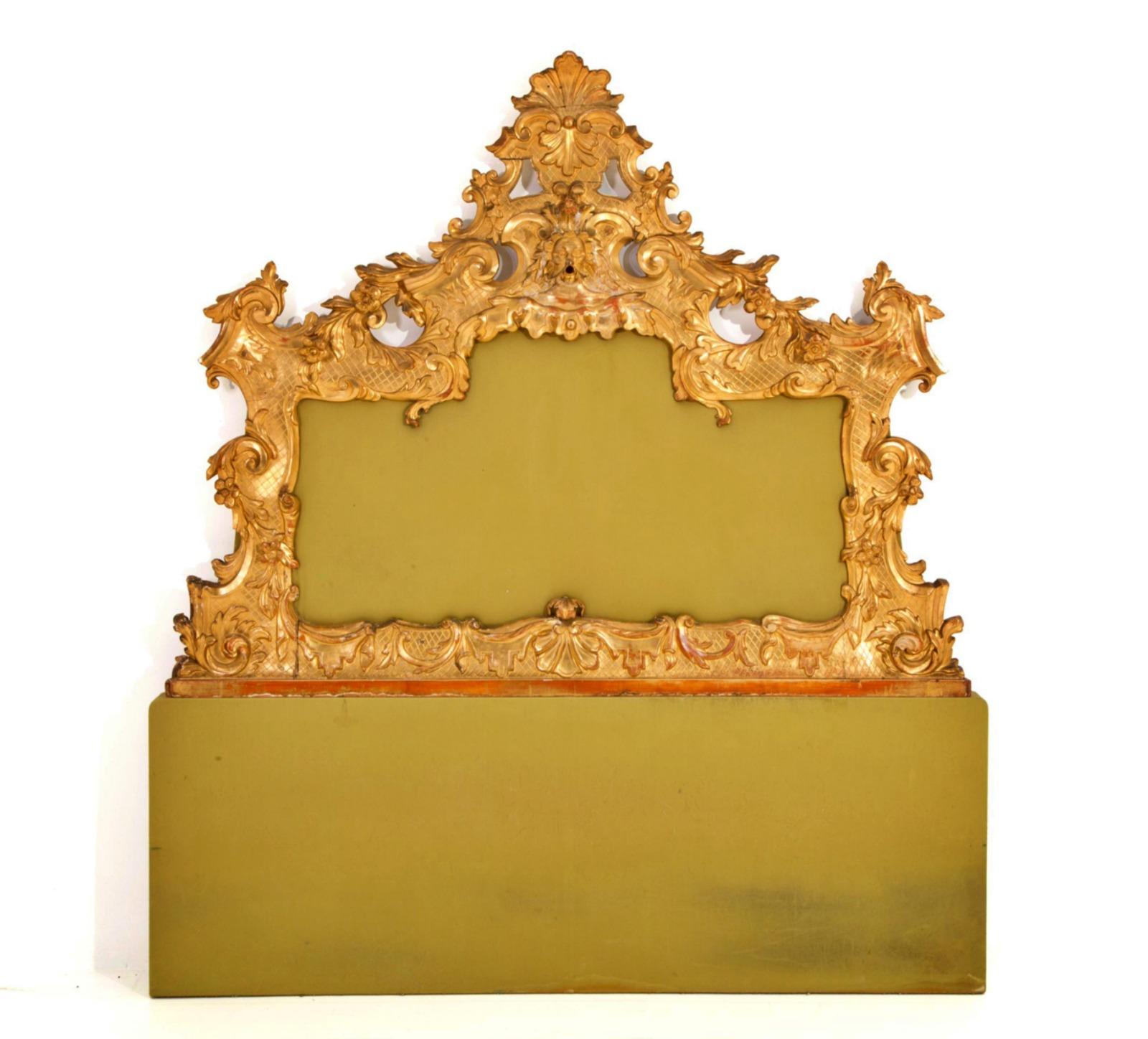 Hand-Crafted Important French Headboard in Carved and Gilded Wood 19th Century