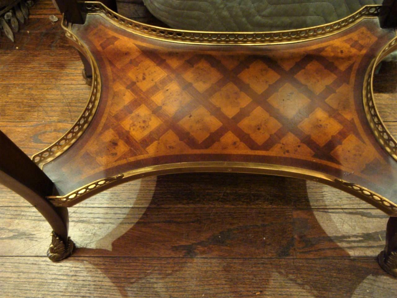 Important French Louis XVI Style Gilt Bronze Mahogany Inlaid Top Ledger Table For Sale 1