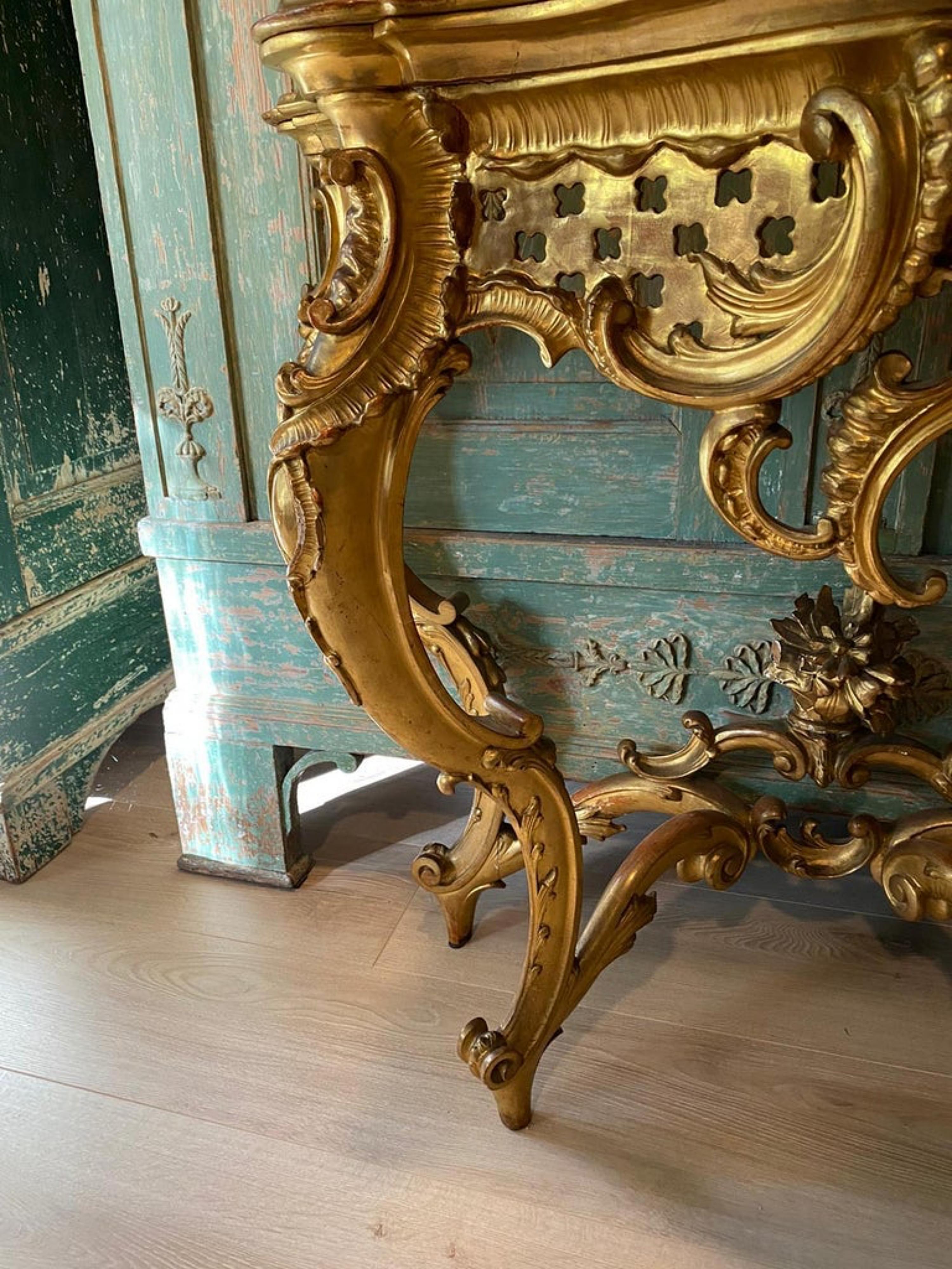Rococo Important miroir et console français de 1760/70 du 18ème siècle en vente