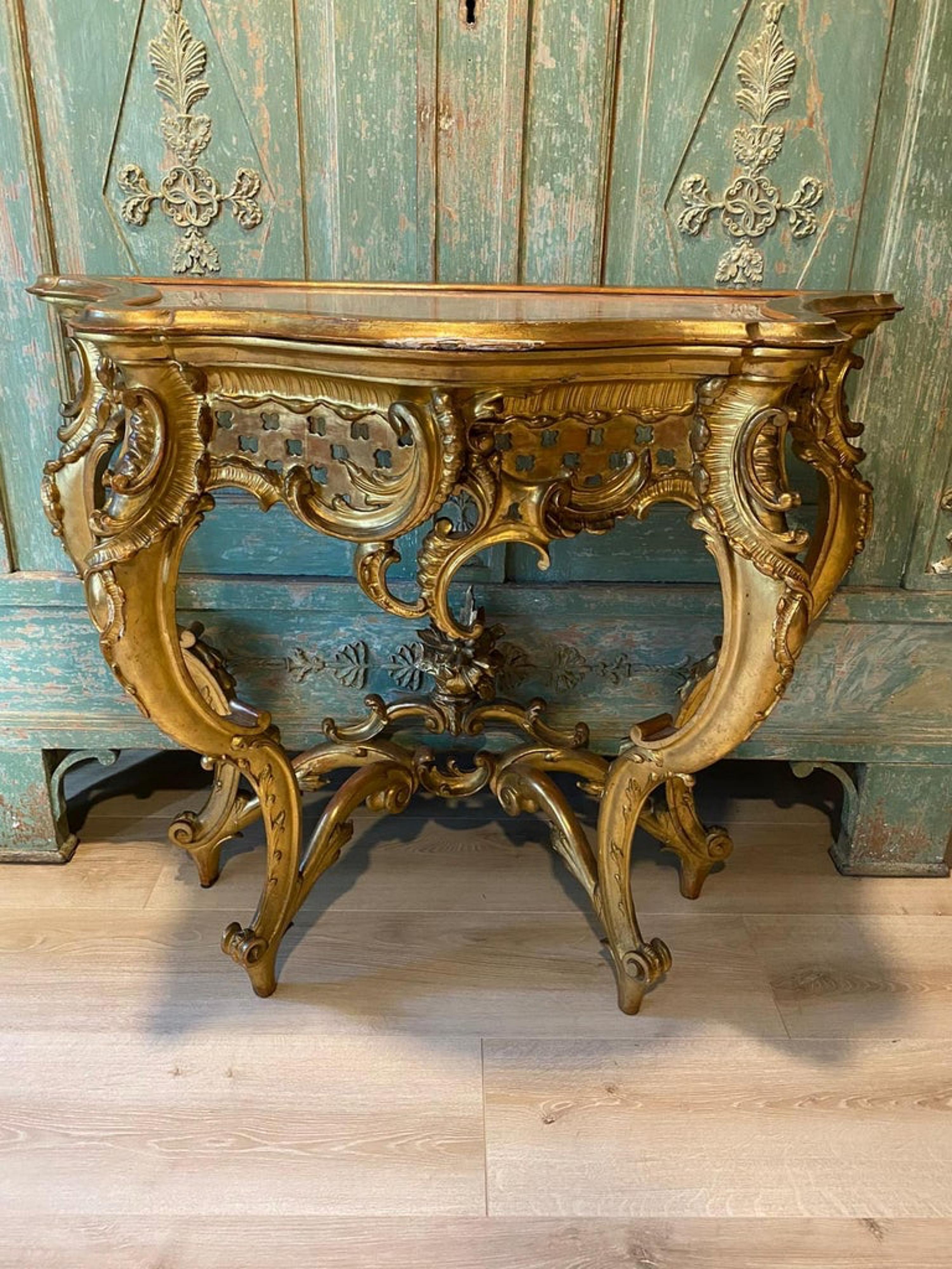 Important miroir et console français de 1760/70 du 18ème siècle Bon état - En vente à Madrid, ES