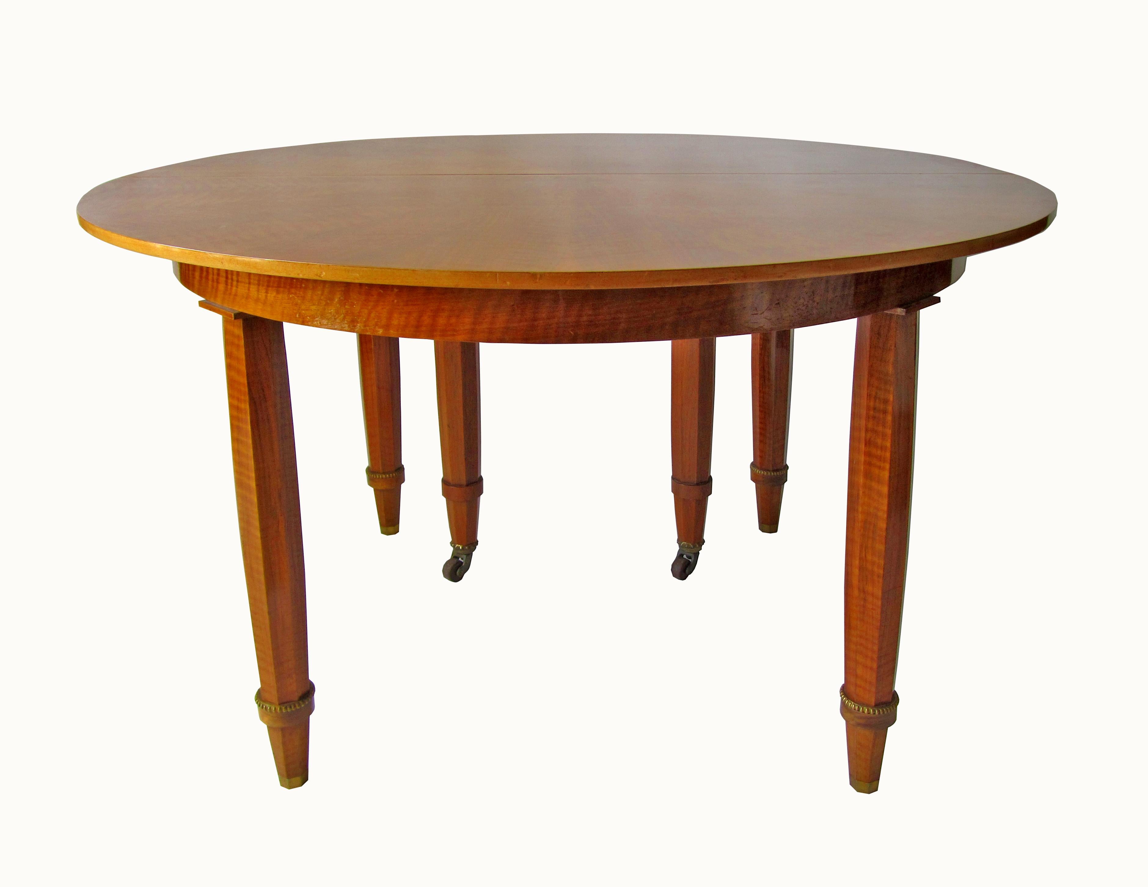 Important French Modern Fruitwood & Bronze Extension Dining Table, Jules Lel In Good Condition For Sale In Hollywood, FL