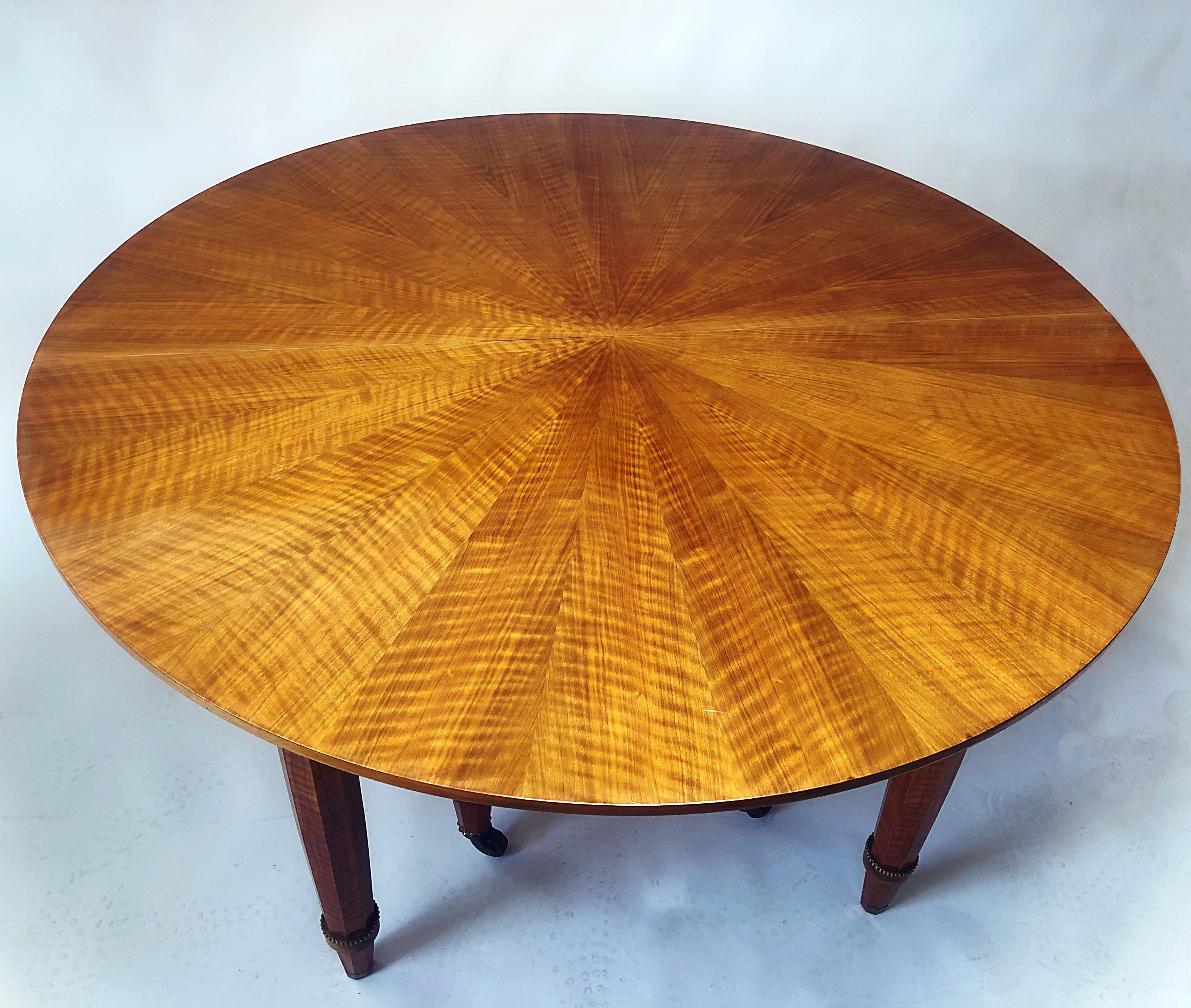 Important French Modern Fruitwood & Bronze Extension Dining Table, Jules Lel For Sale 3