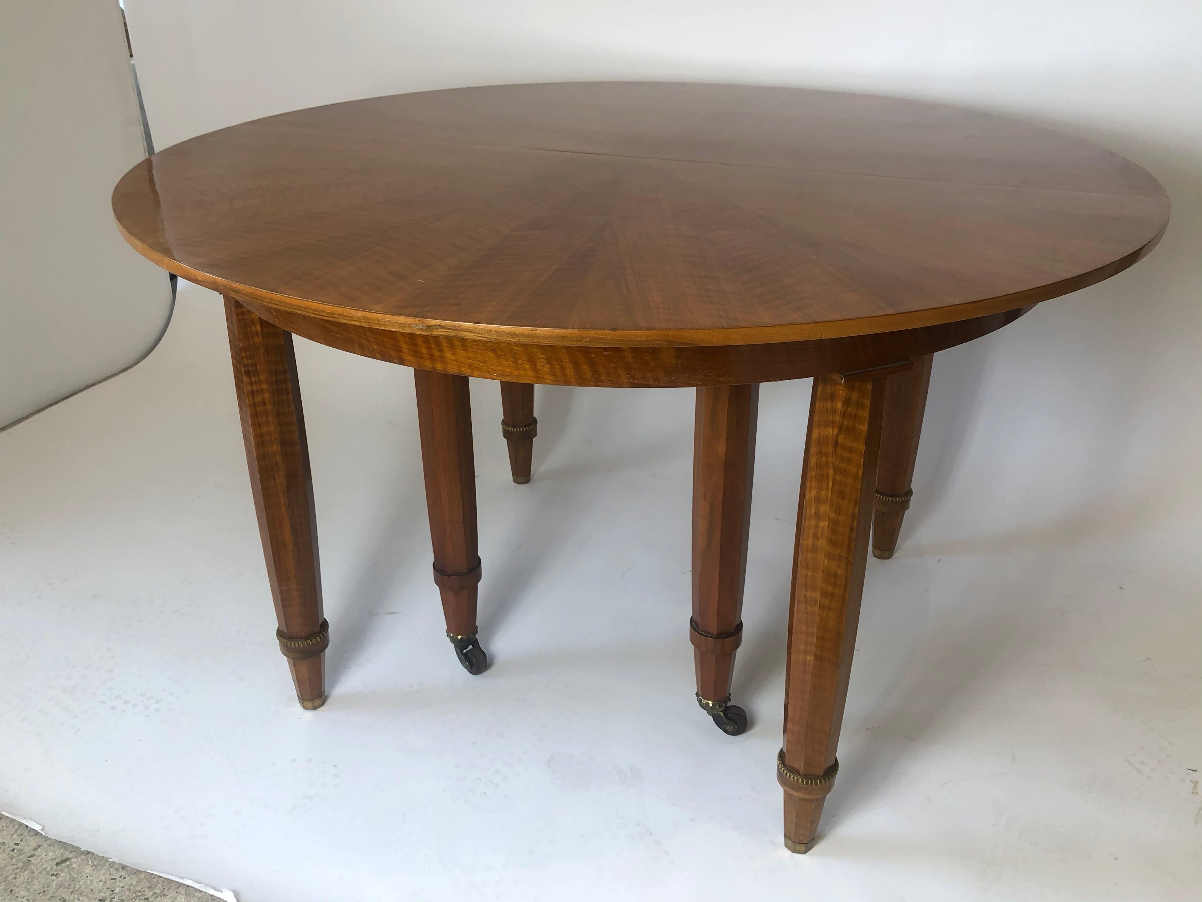 Important French Modern Fruitwood & Bronze Extension Dining Table, Jules Lel For Sale 5