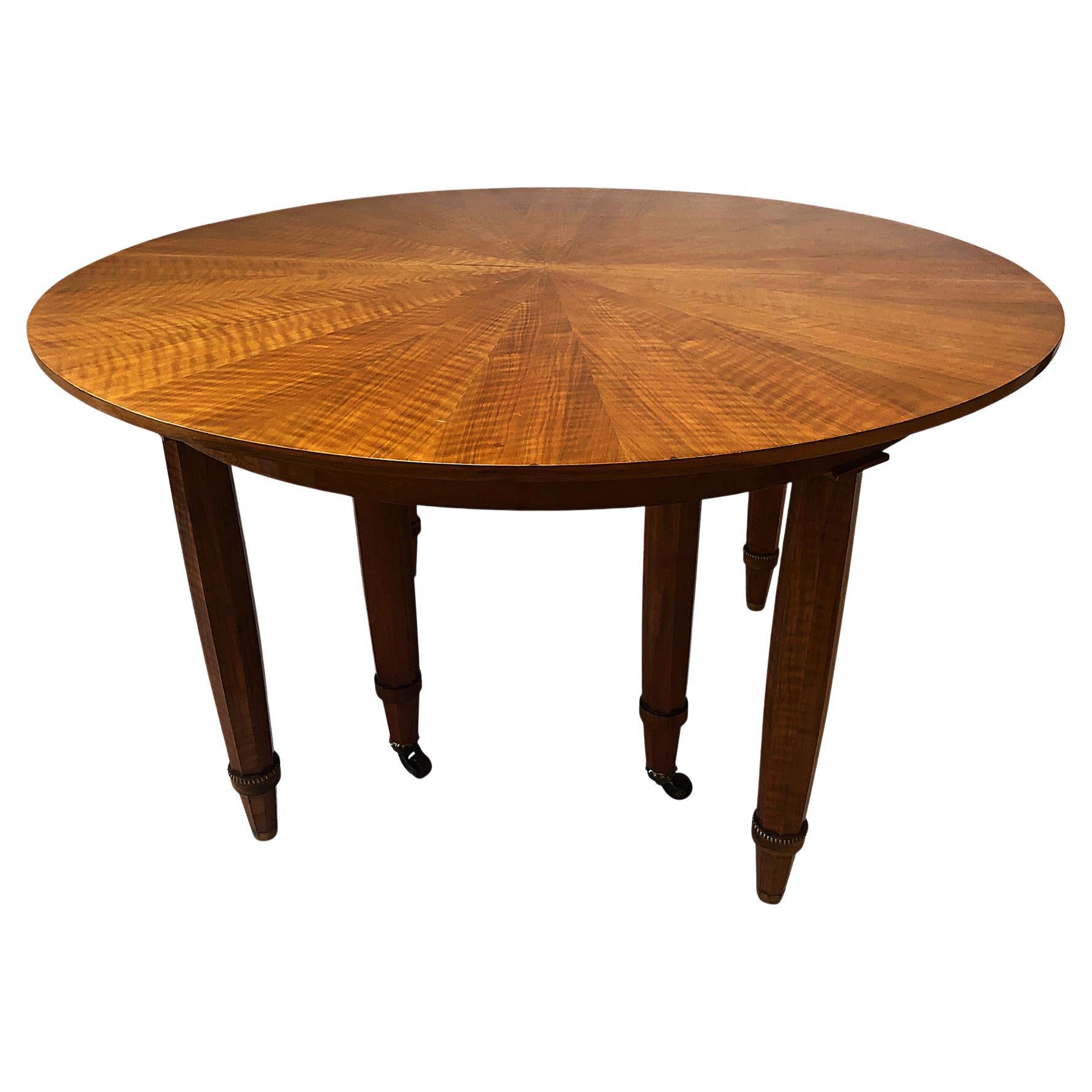 Important French Modern Fruitwood & Bronze Extension Dining Table, Jules Lel For Sale