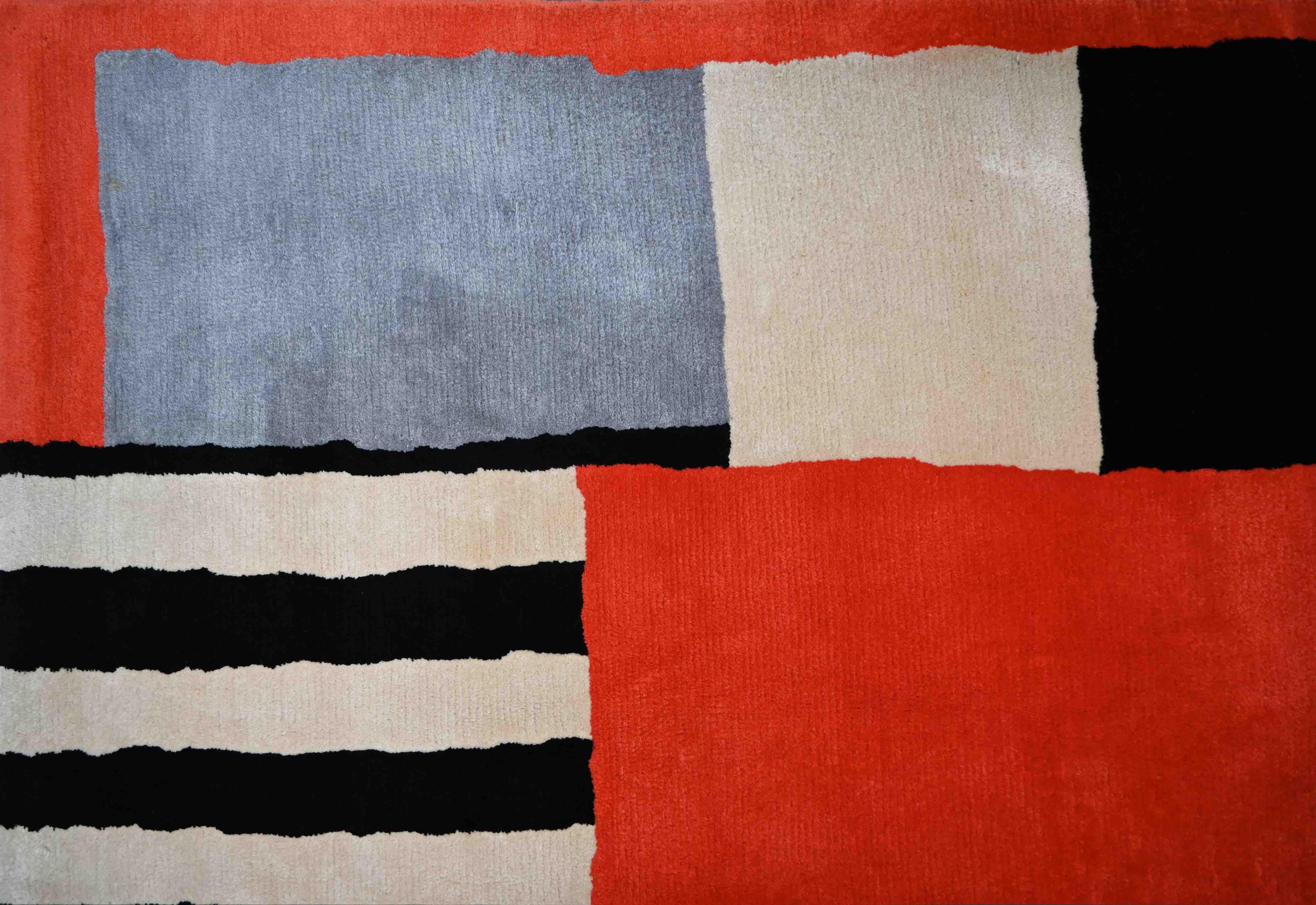Wichtiger signierter Teppich der französischen Moderne von Sonia Delaunay 20. Jahrhundert - Nr. 1579 (Französisch) im Angebot