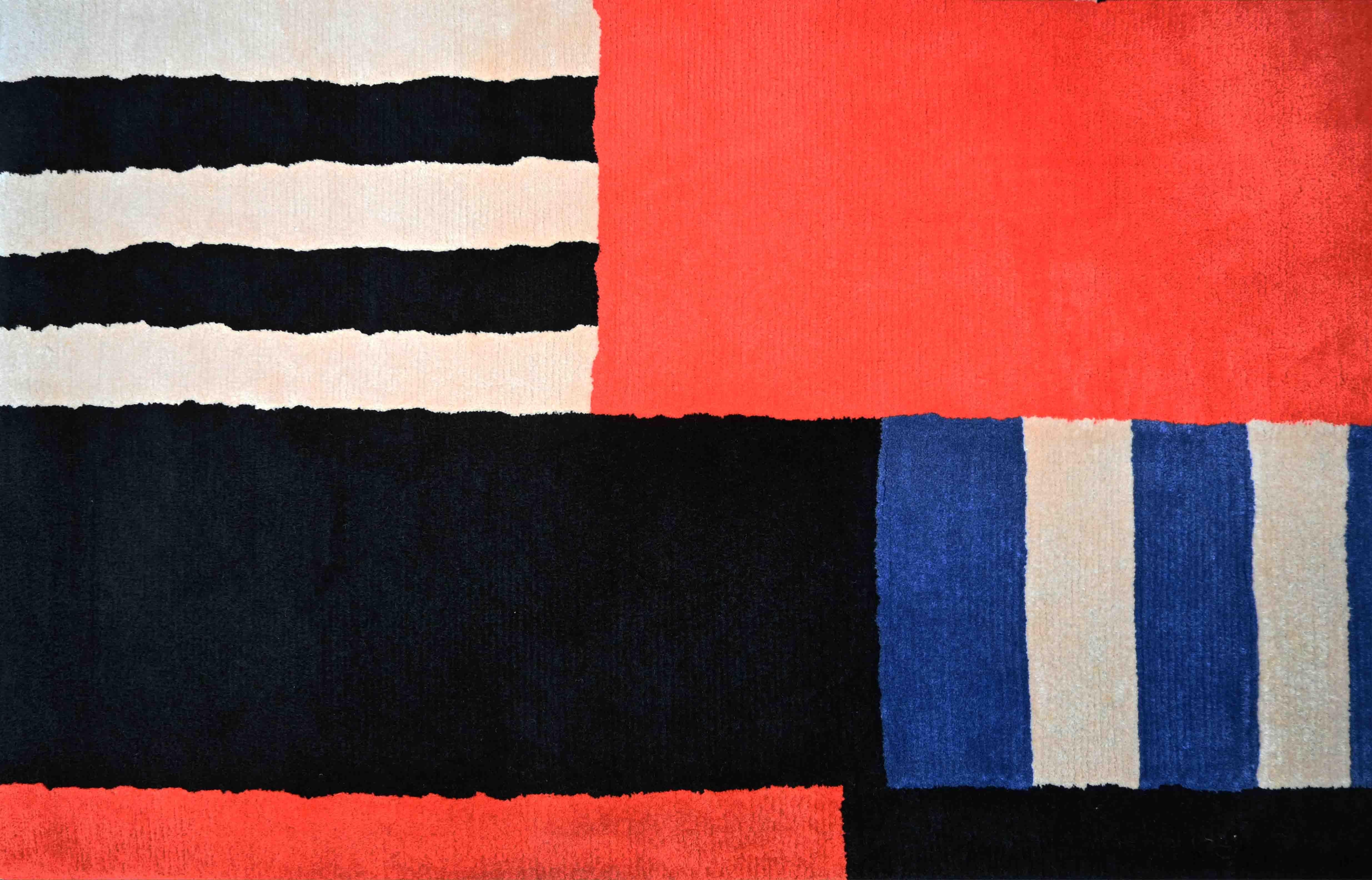 Wichtiger signierter Teppich der französischen Moderne von Sonia Delaunay 20. Jahrhundert - Nr. 1579 im Zustand „Hervorragend“ im Angebot in Paris, FR