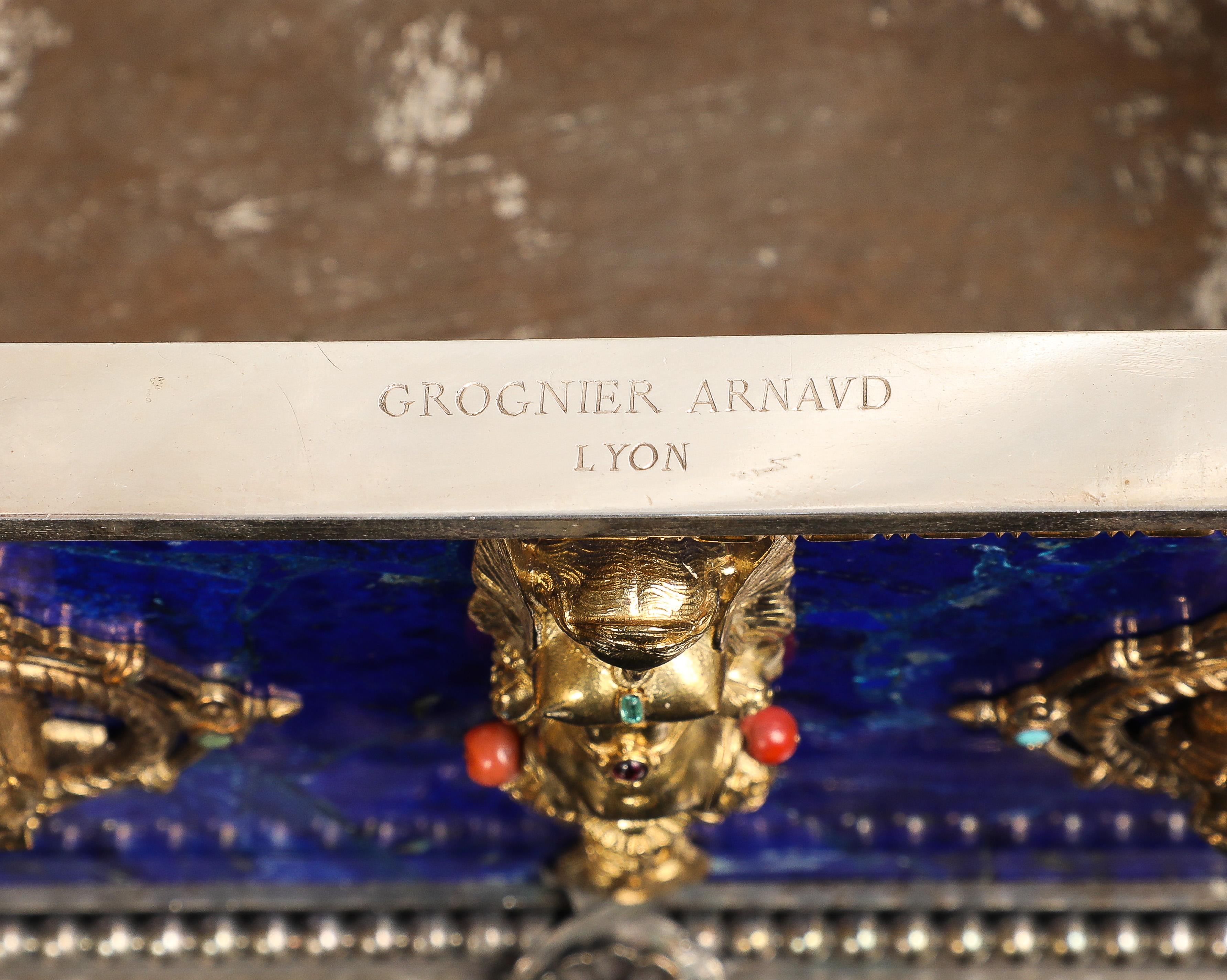 Importante boîte couverte en argent, Lapis Lazuli Jewellers, de style renaissance française en vente 11
