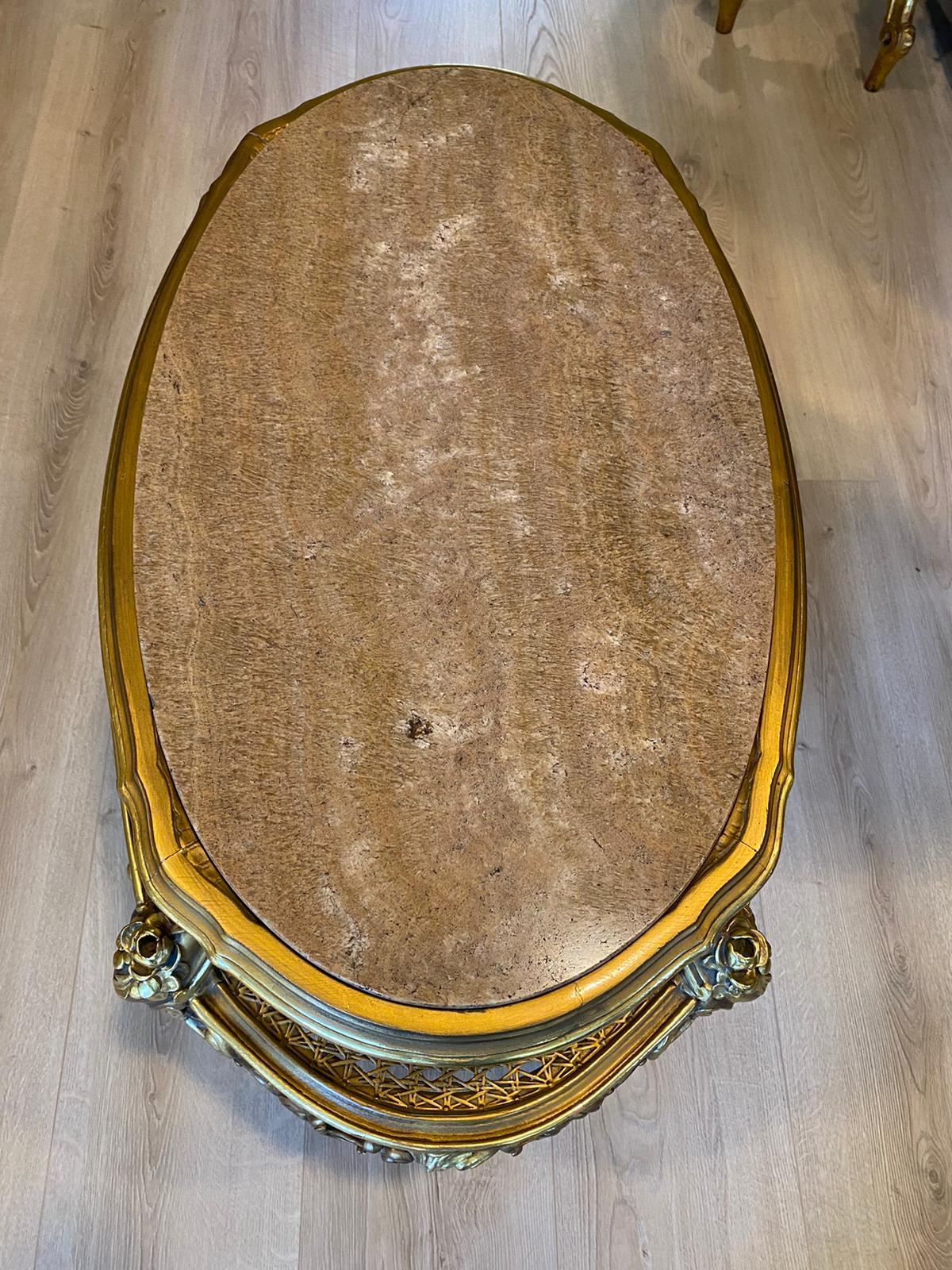 Hand-Crafted Important French Set Sofa, (2) Armchairs and a Table end 19th Century